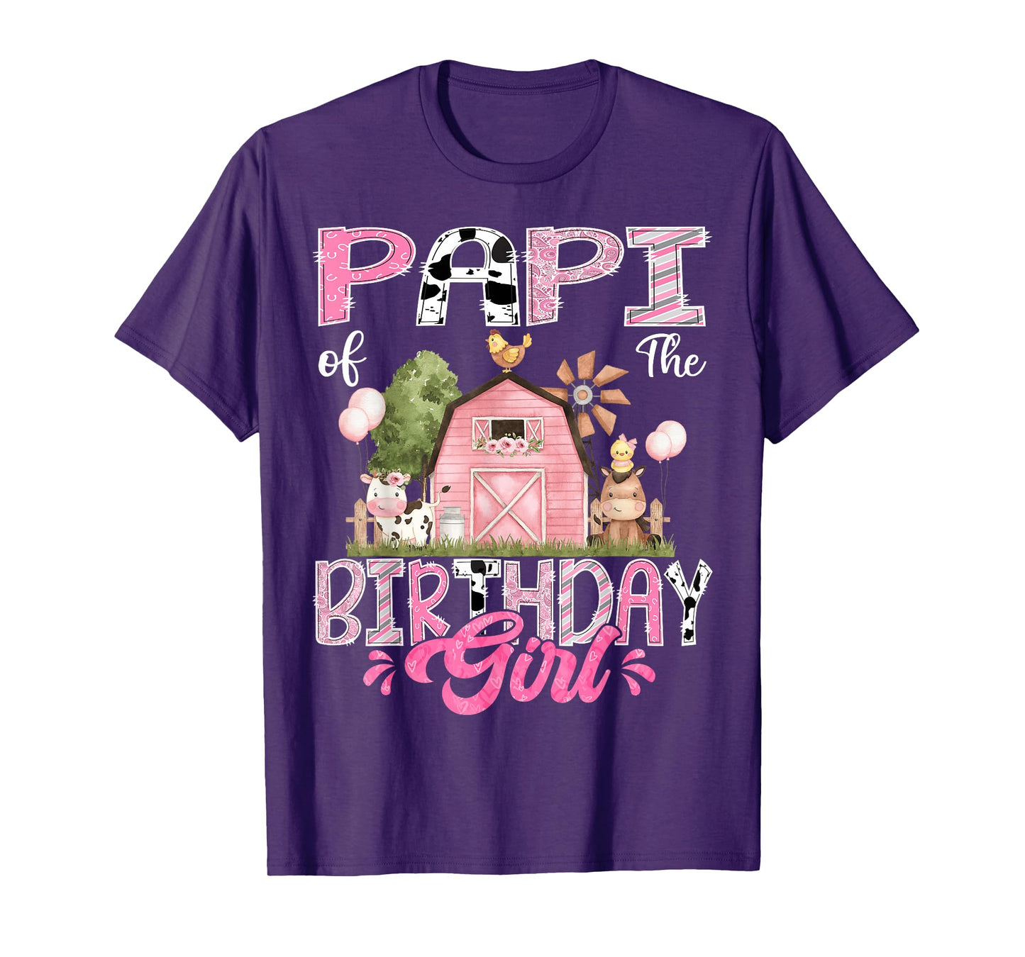 Papi Of The Birthday Girl 1St Birthday Pink Cow Farm T-Shirt