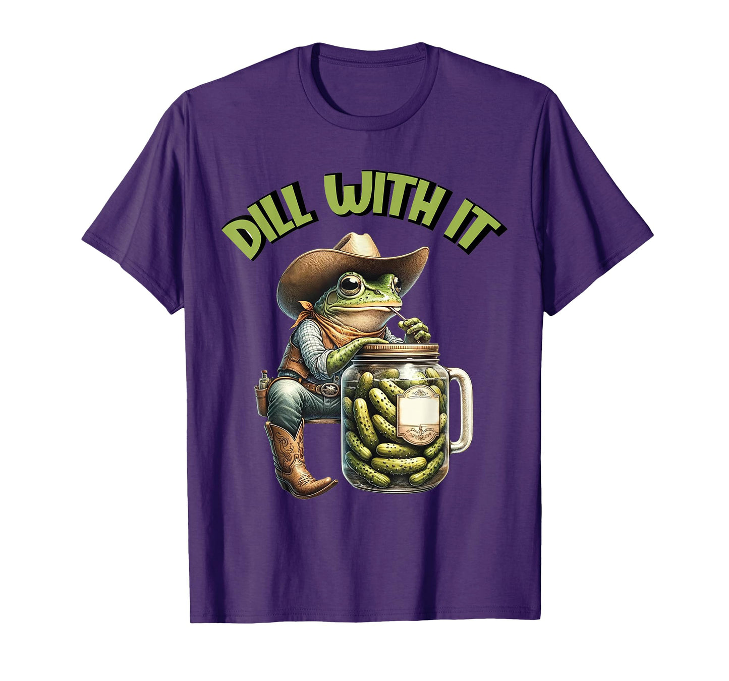 Dillin with Yall Funny Western Cowboy Pickle Cowboy Frog T-Shirt