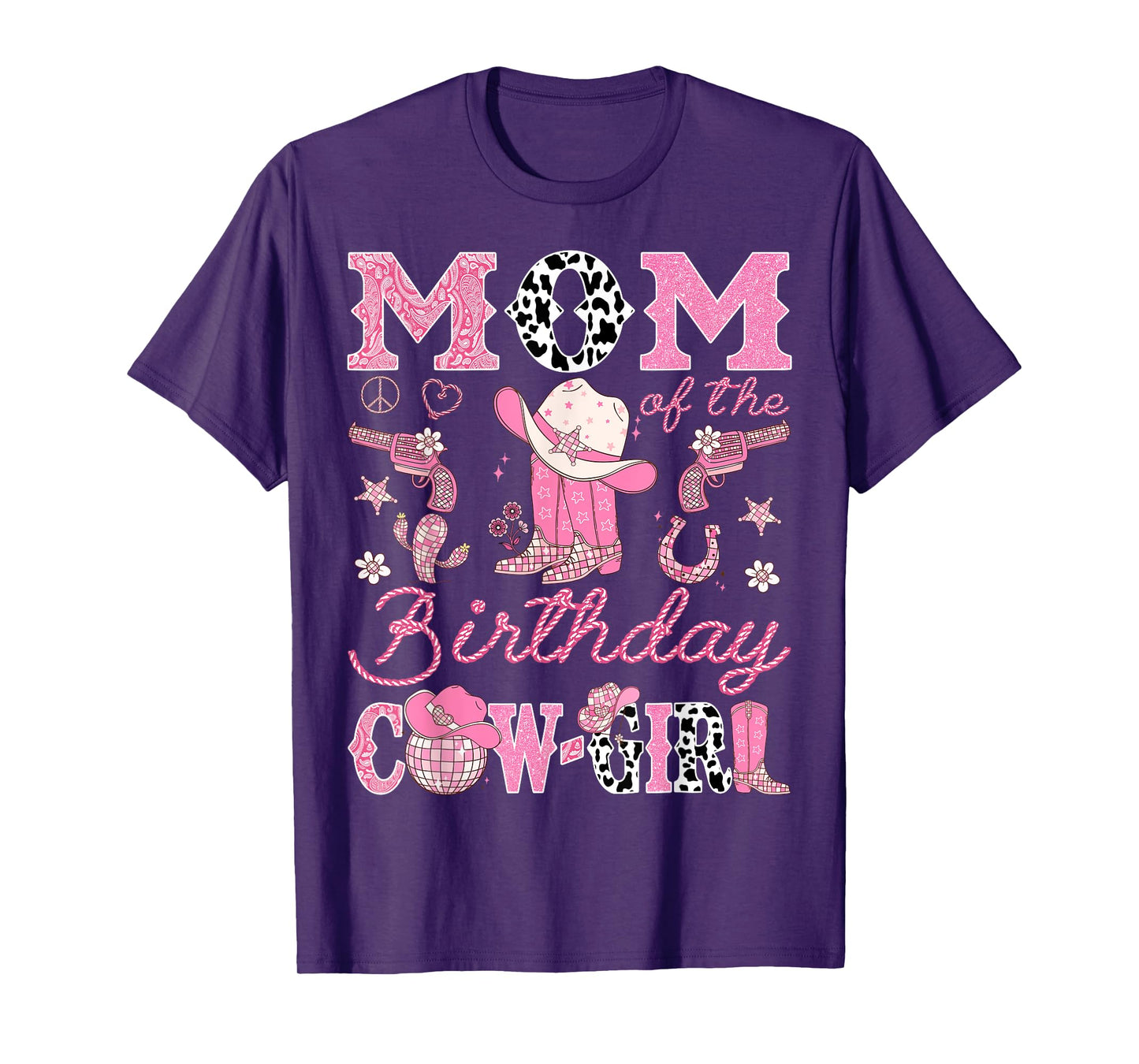 Mom Of The Birthday Cow-Girl Pink Rodeo Western T-Shirt