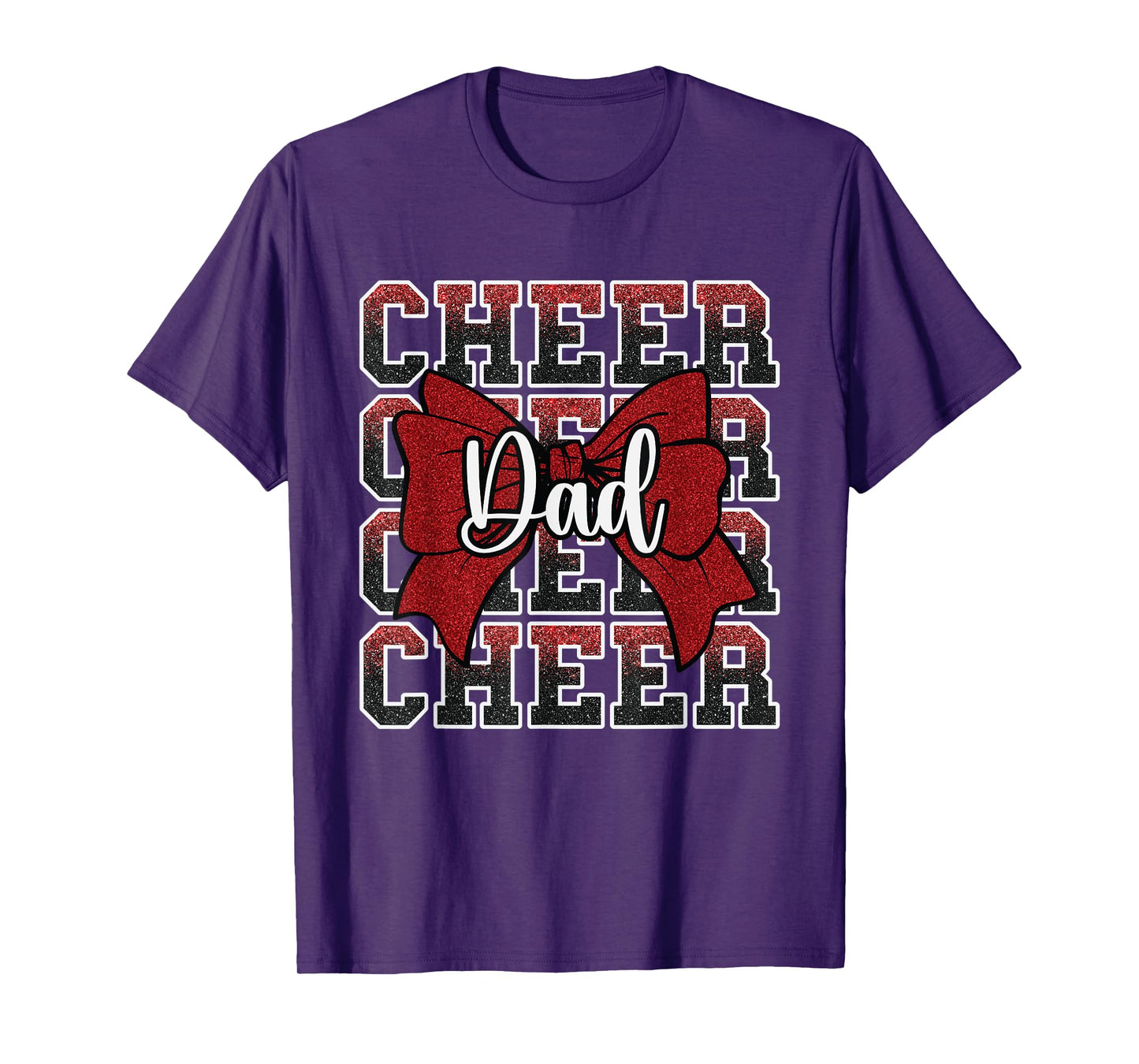 Cheer Dad Daddy Bow Sport Cheerleader Cheerleading Red T-Shirt