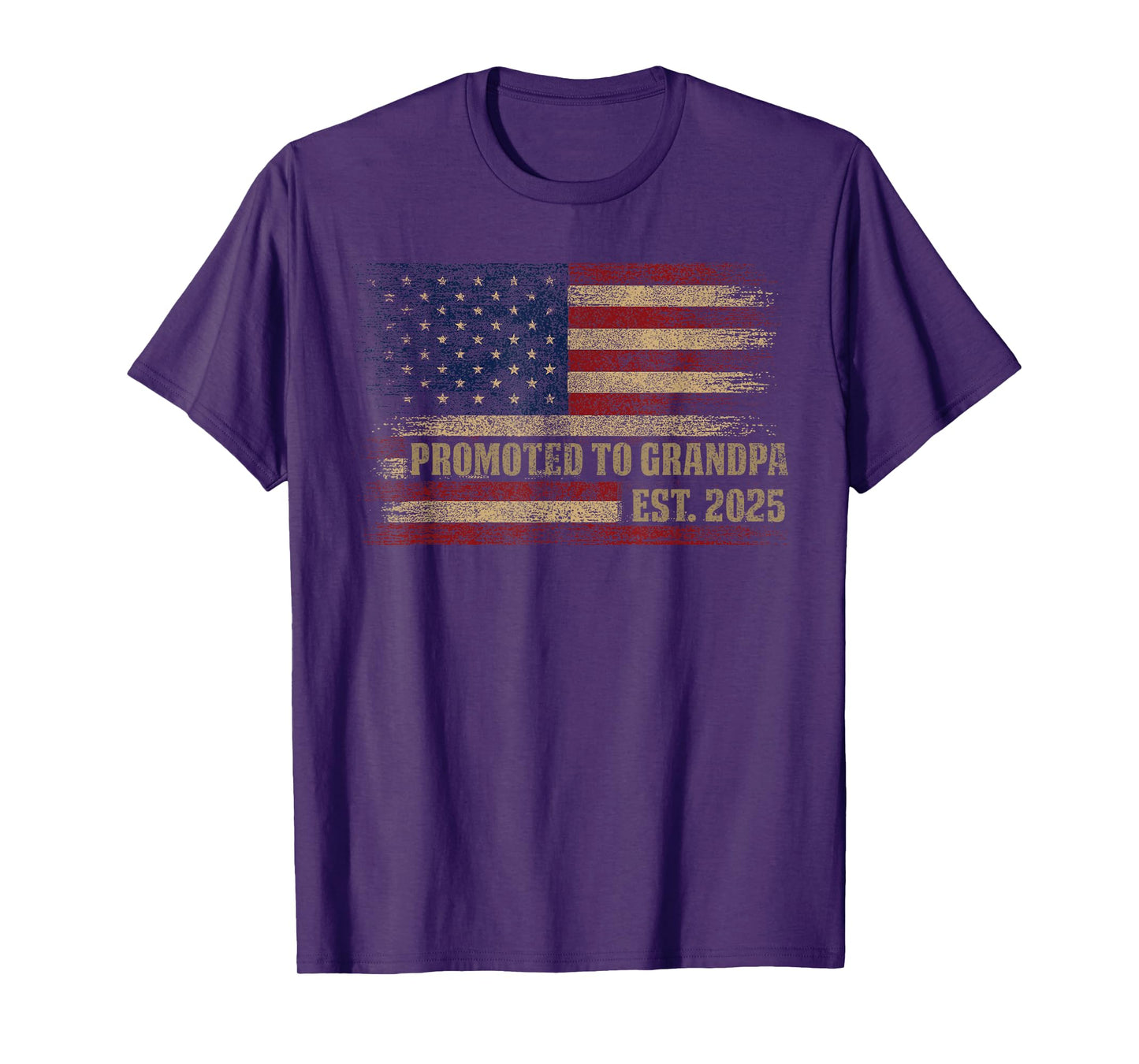 Promoted To Grandpa Est 2025 Usa Vintage Flag Fathers Day T-Shirt
