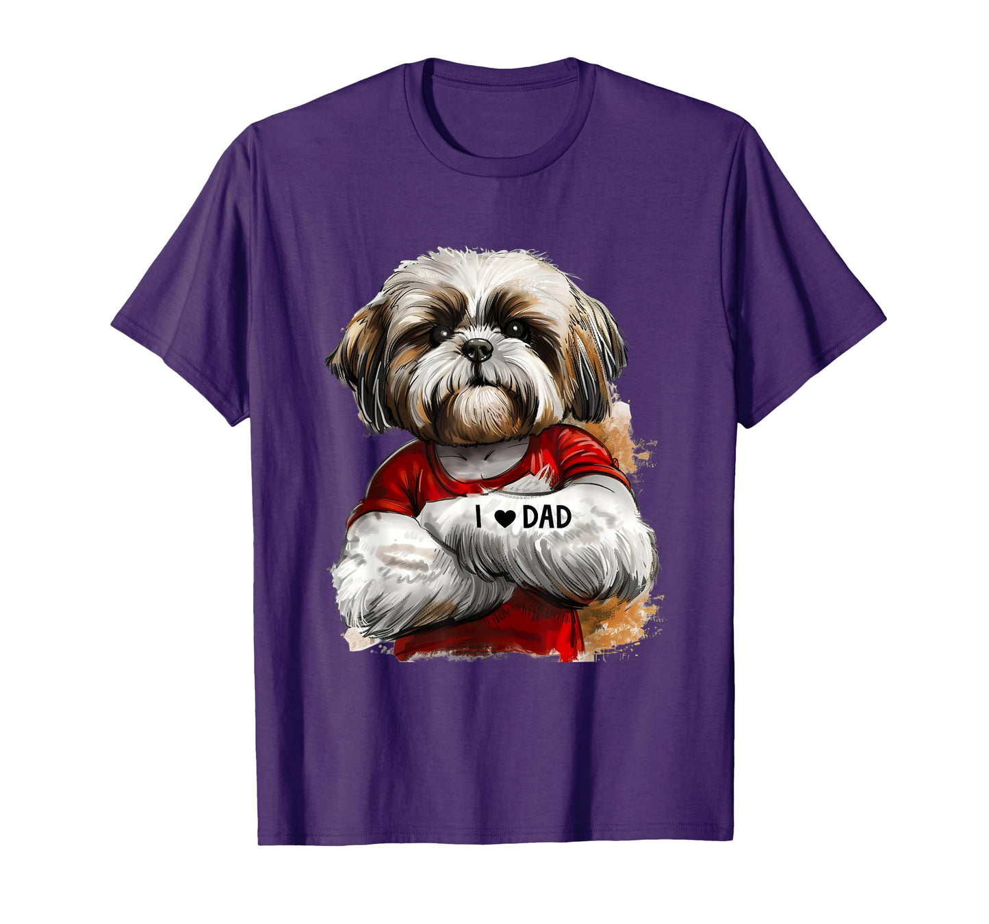 I Love Dad Tattoo Shih Tzu Dad Funny Father's Day T-Shirt