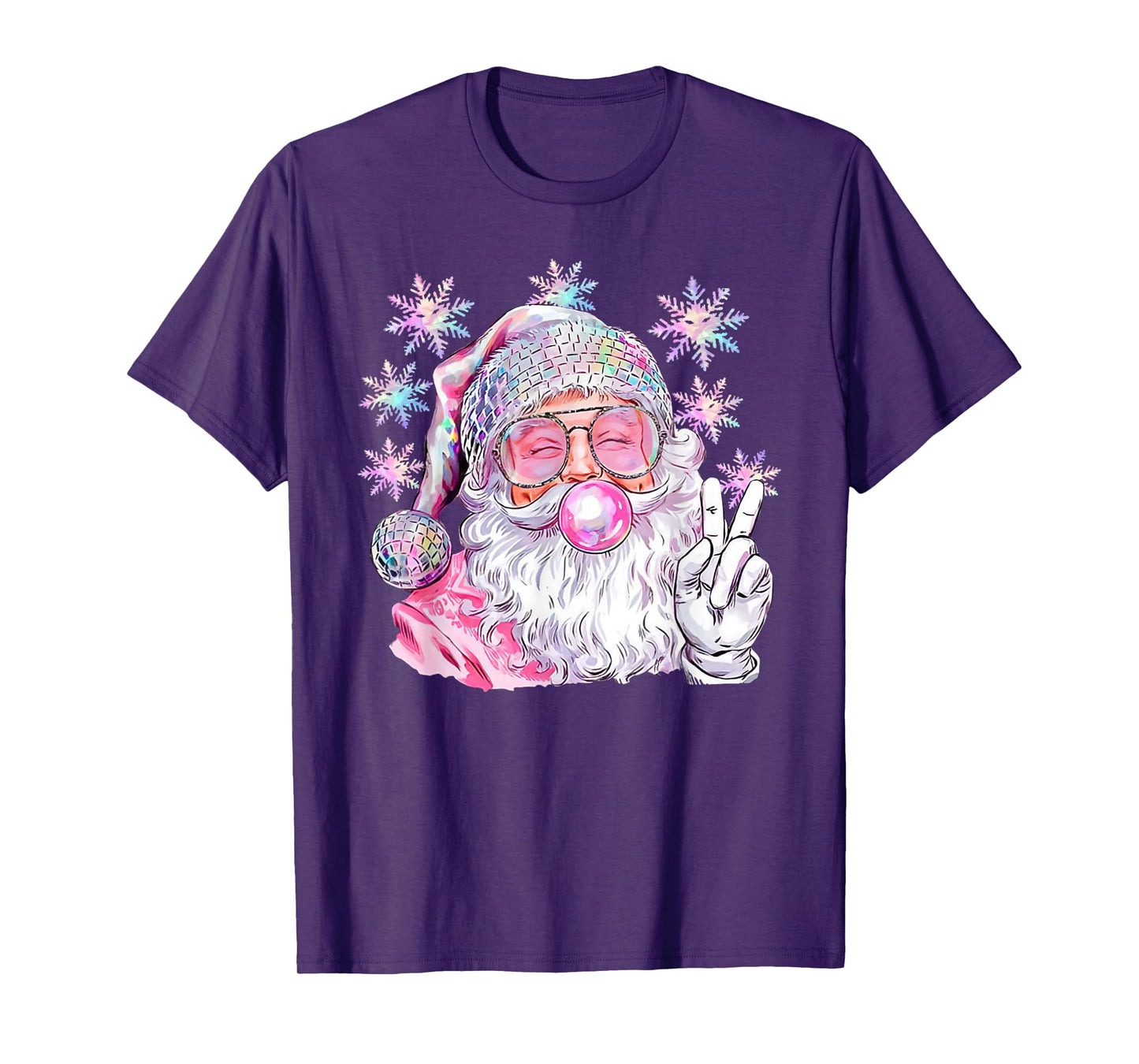 Vintage Retro Santa Christmas Pink Sunglasses Bubble Gum T-Shirt