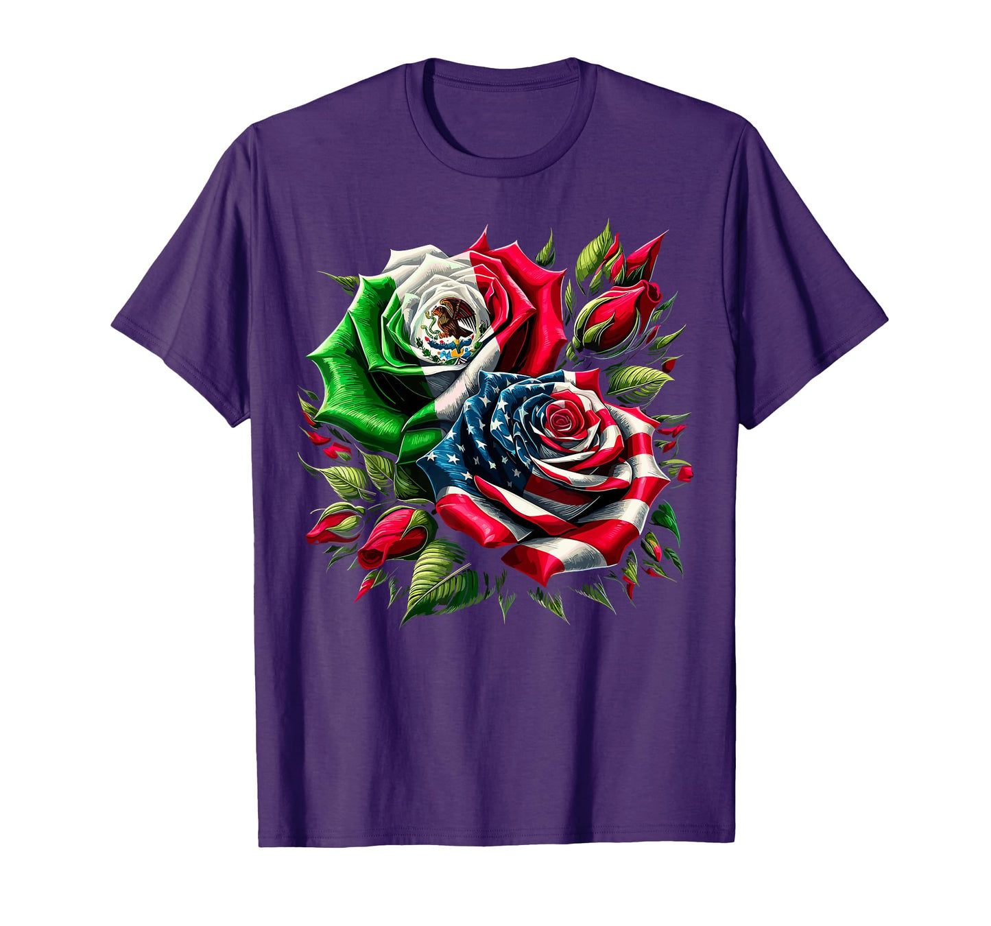 Mexican American Flag Rose T-Shirt