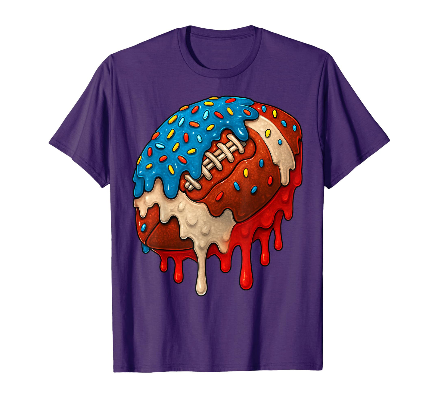 Ice Cream Drip Football Stuff 4th of July Boys Kids T-Shirt