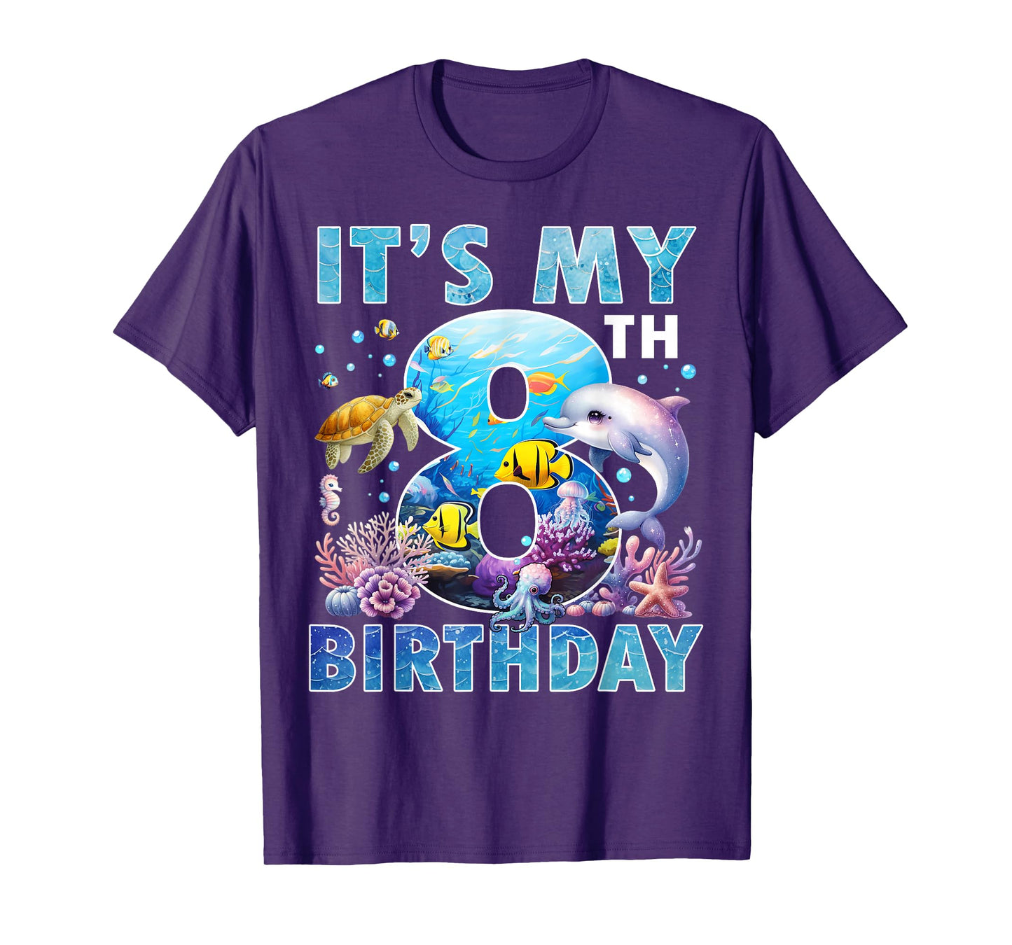 It’s My 8th Birthday Ocean 8 Years Old Sea Aquarium Birthday T-Shirt
