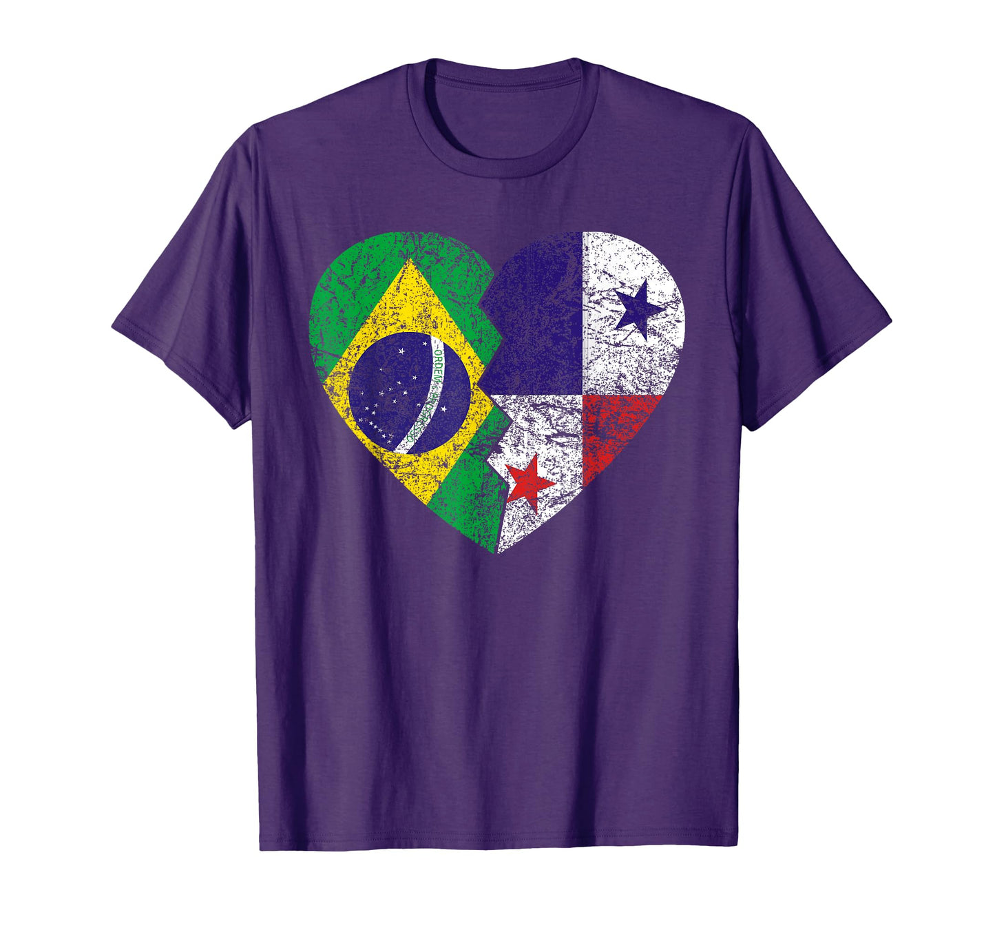 Panamanian Brazilian Flags Heart | Brazil Panama Roots T-Shirt