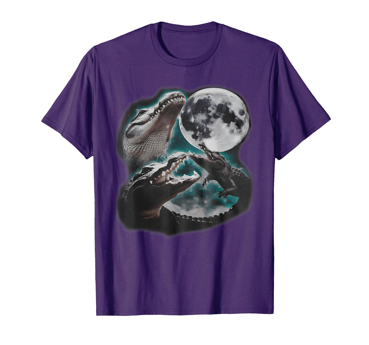 Three Weirdcore Crocodile At Moon Funny 90s Alligator T-Shirt