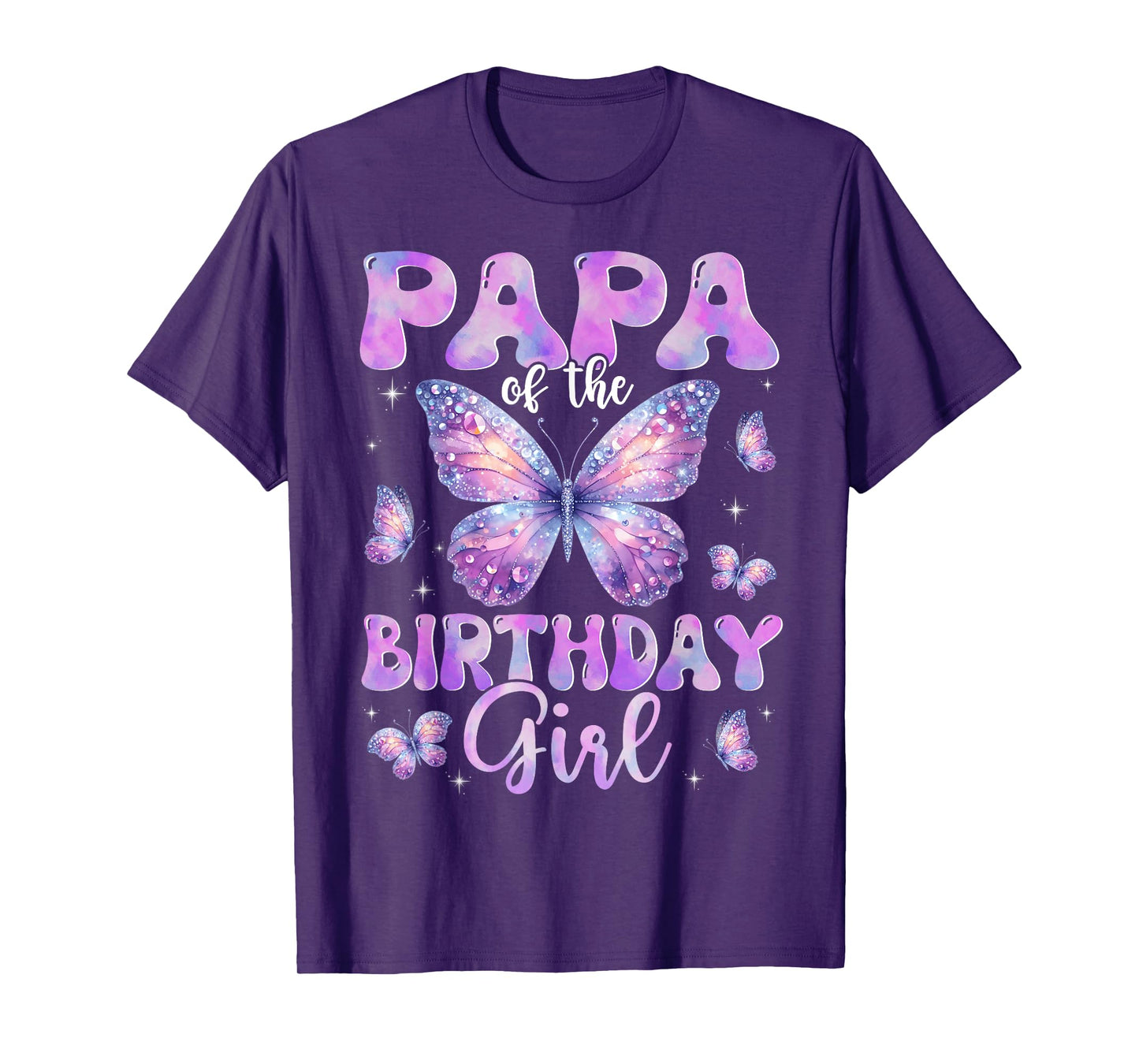 Papa Of The Birthday Girl Butterfly Family Matching T-Shirt