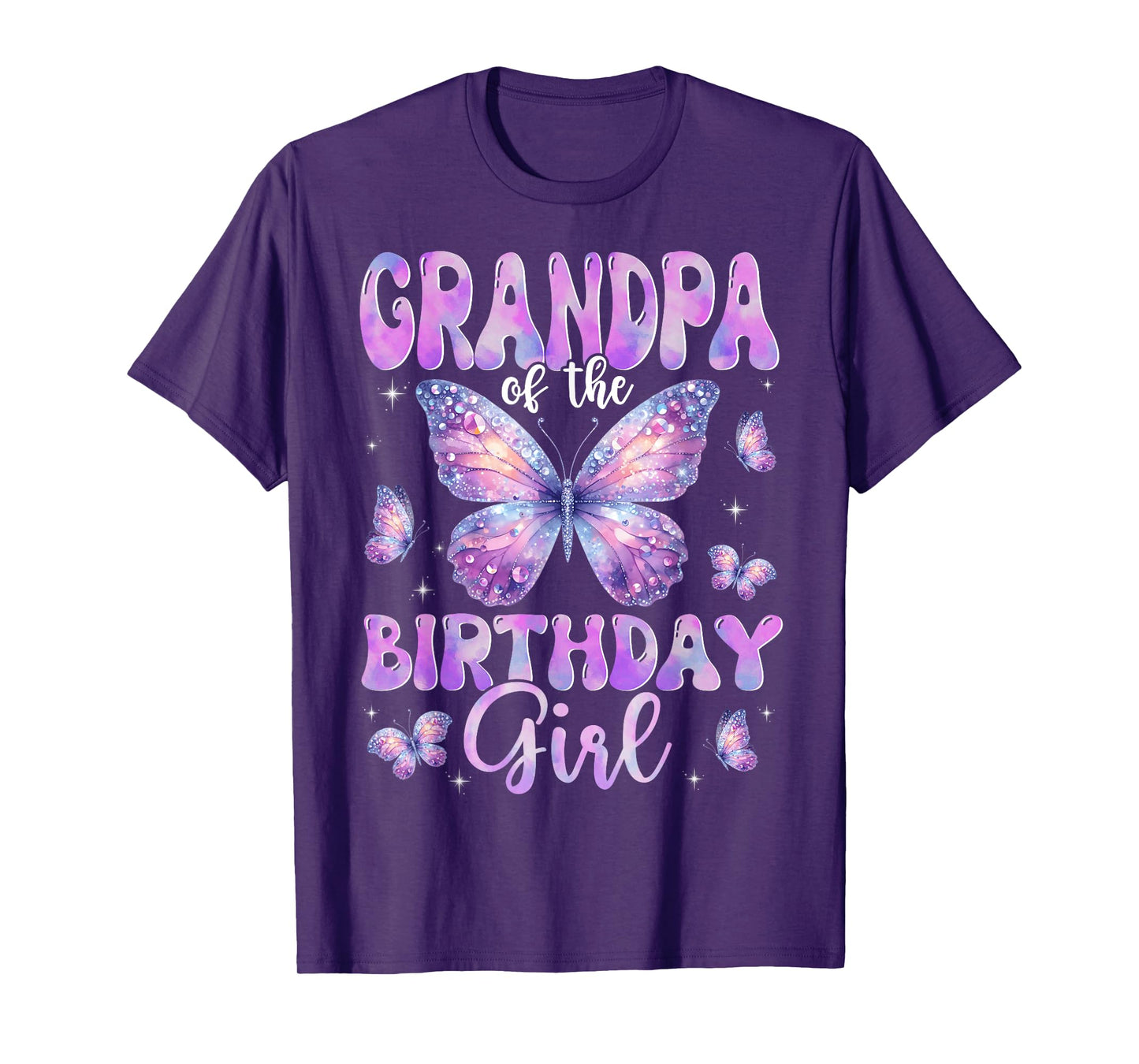 Grandpa Of The Birthday Girl Butterfly Family Matching T-Shirt