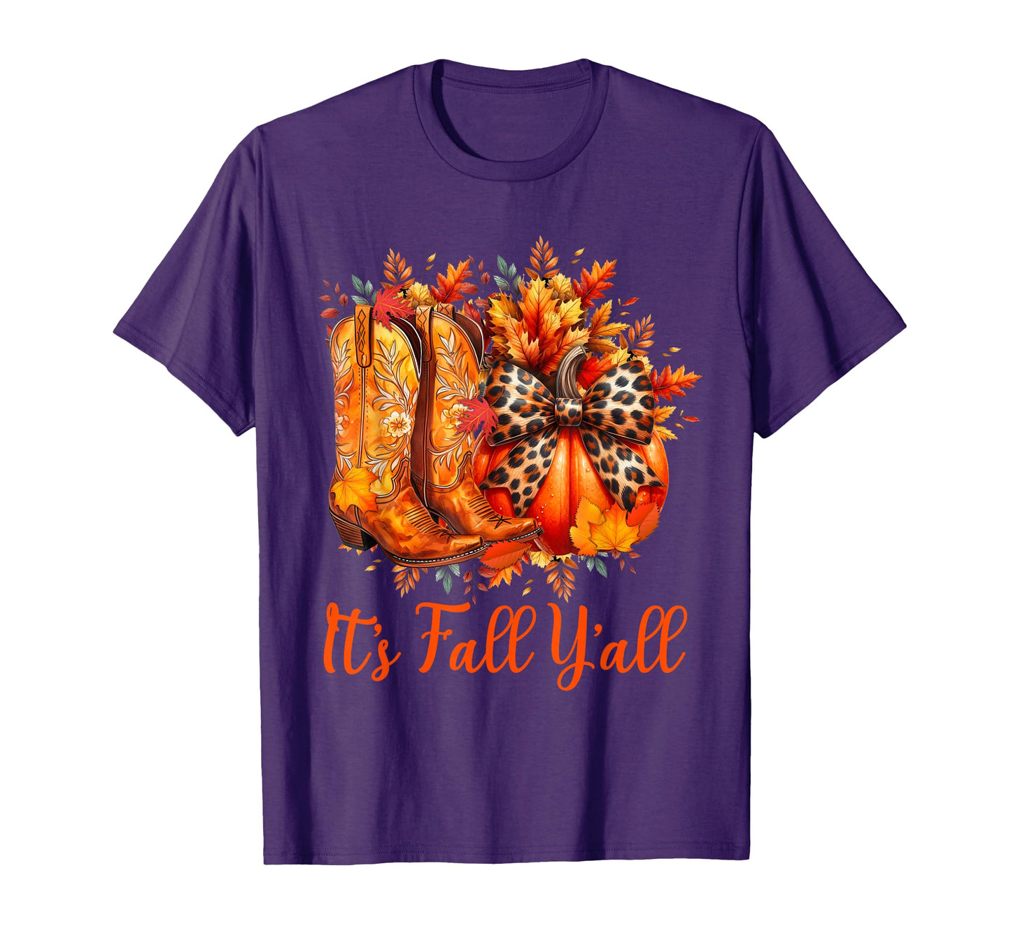 It's Fall Y'all Cowgirl Boots Pumpkin Howdy Men Women T-Shirt