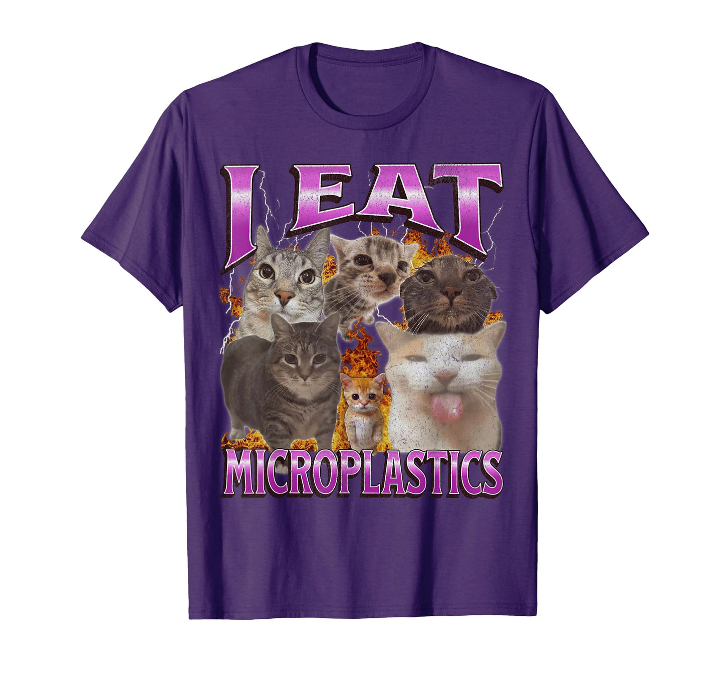 I Eat Microplastics Funny Cat Meme Bootleg Graphic Men Women T-Shirt