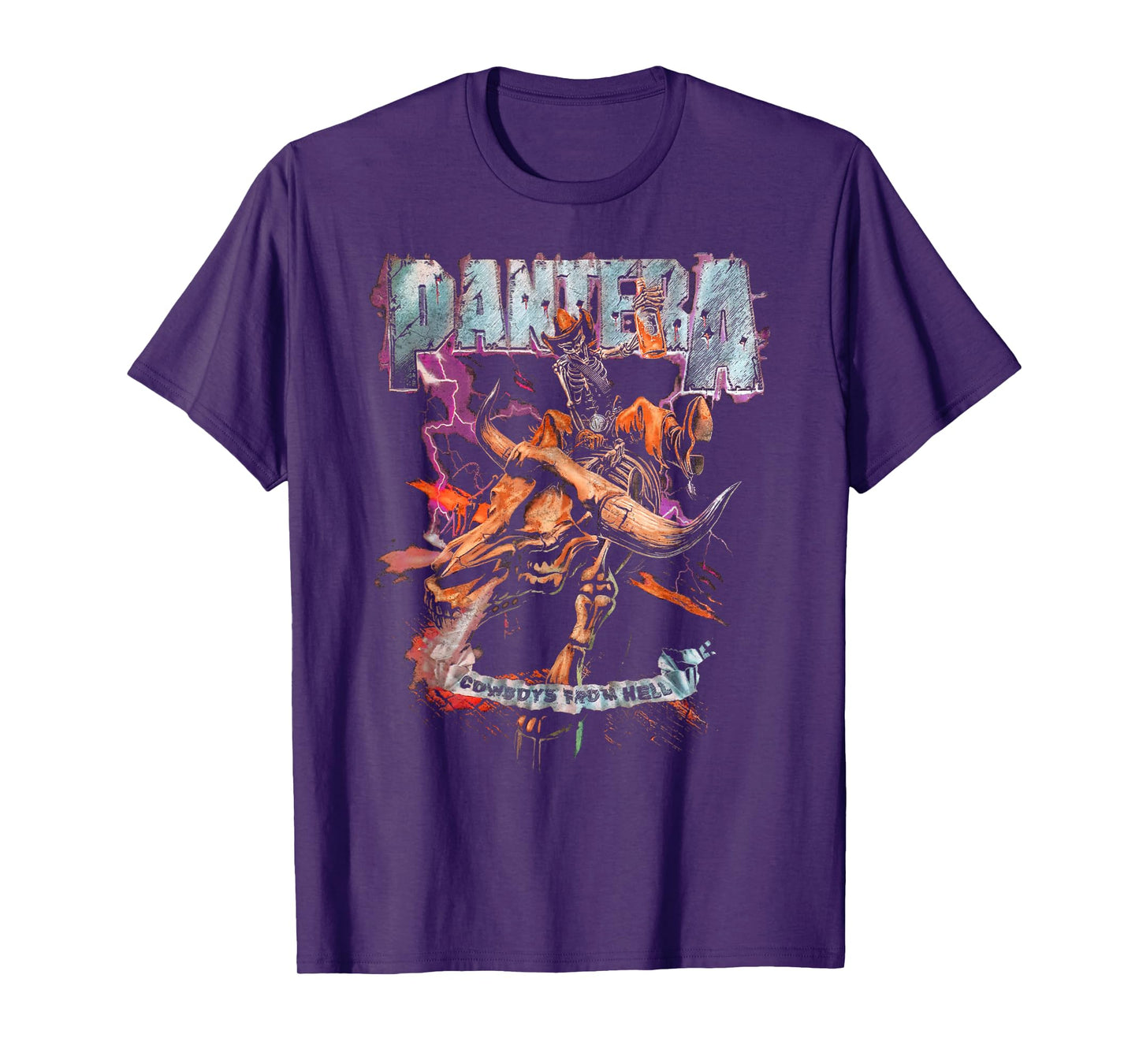 Pantera Official Cowboys From Hell Riding Skeleton Short Sleeve T-Shirt