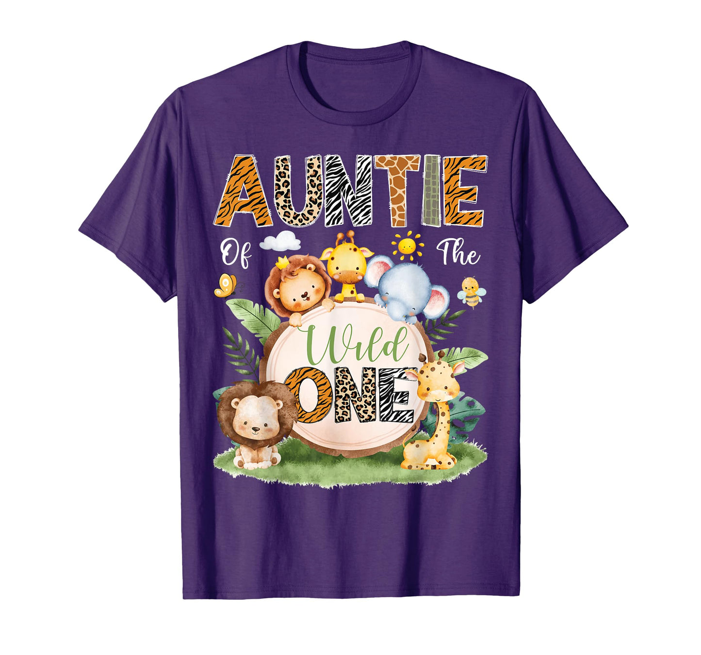Auntie Of The Wild One 1St Birthday Boy Safari Jungle T-Shirt