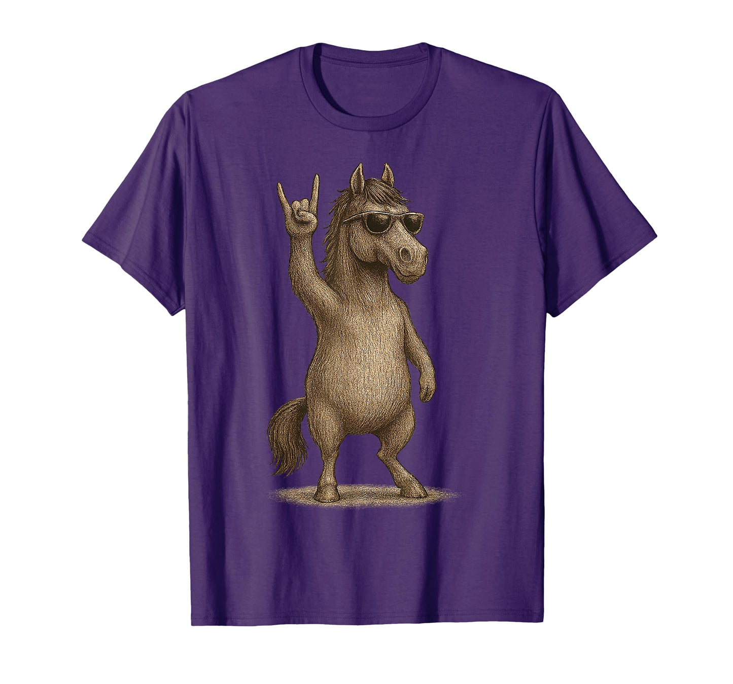 Retro Horse Rock On Music Funny Gift Men Women Boy Girl Kids T-Shirt