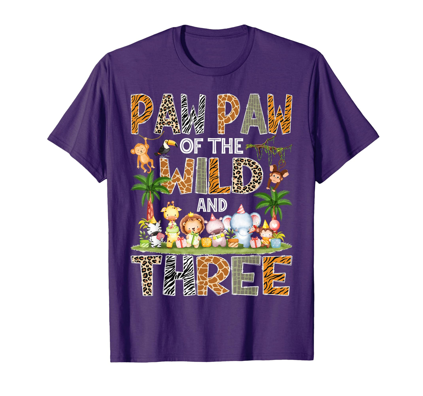 Paw Paw Of The Wild & Three 3Rd Birthday Safari Jungle T-Shirt