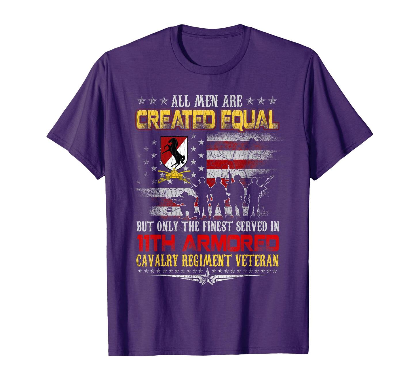All Men Are Created Equal 11th Armored Cavalry Veteran Flag T-Shirt