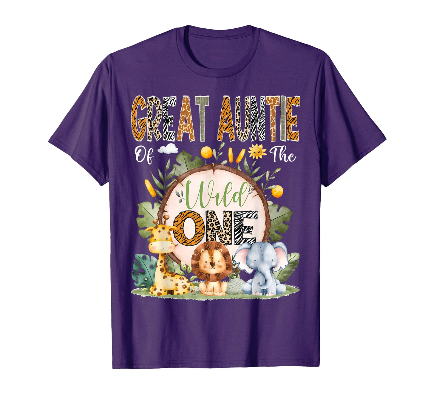 Great Auntie Of The Wild One 1St Bday Safari Jungle Animal T-Shirt