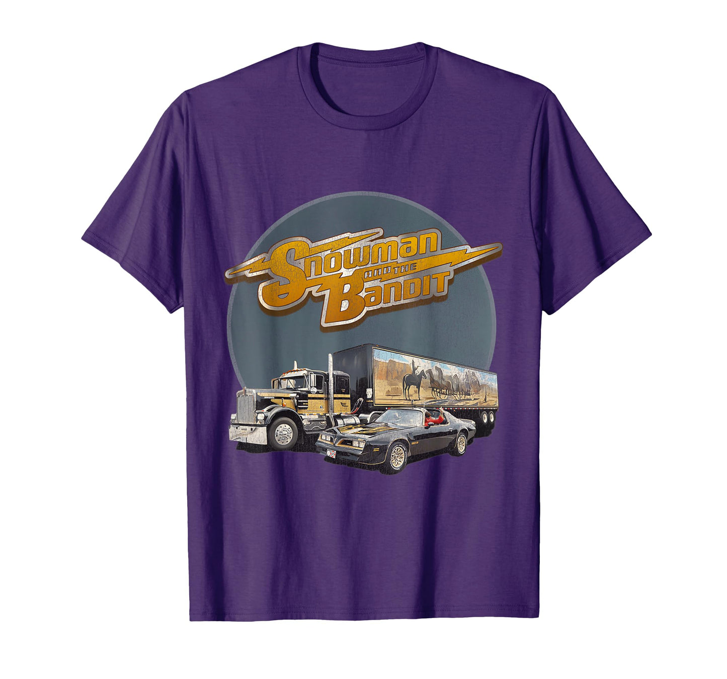 Huiibao Unisex Adult Retro Trucking Snowman And The Bandit T-Shirt - Black, Small