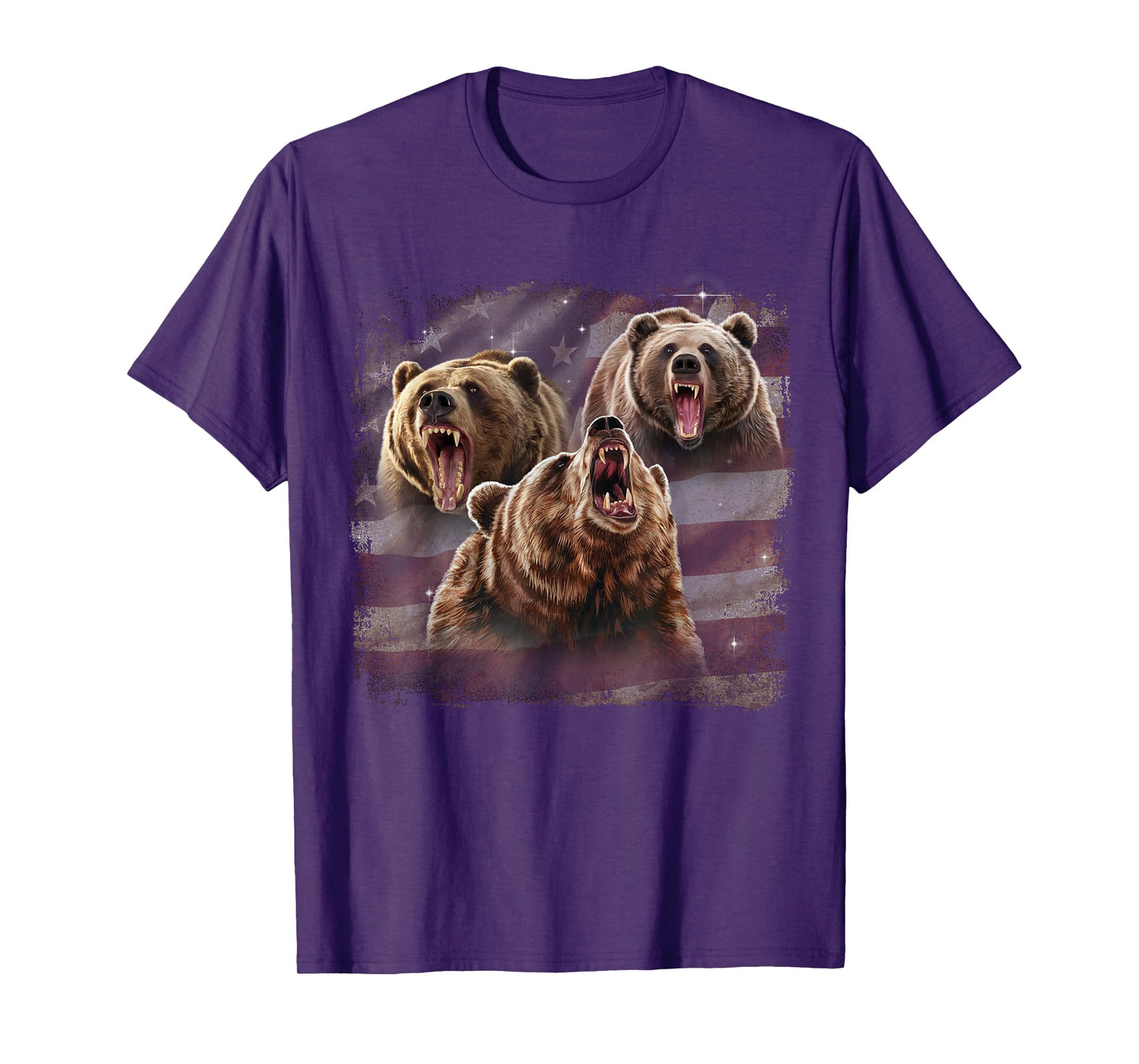 Patriotic USA Grizzly Bear American Flag 4th Of July T-Shirt