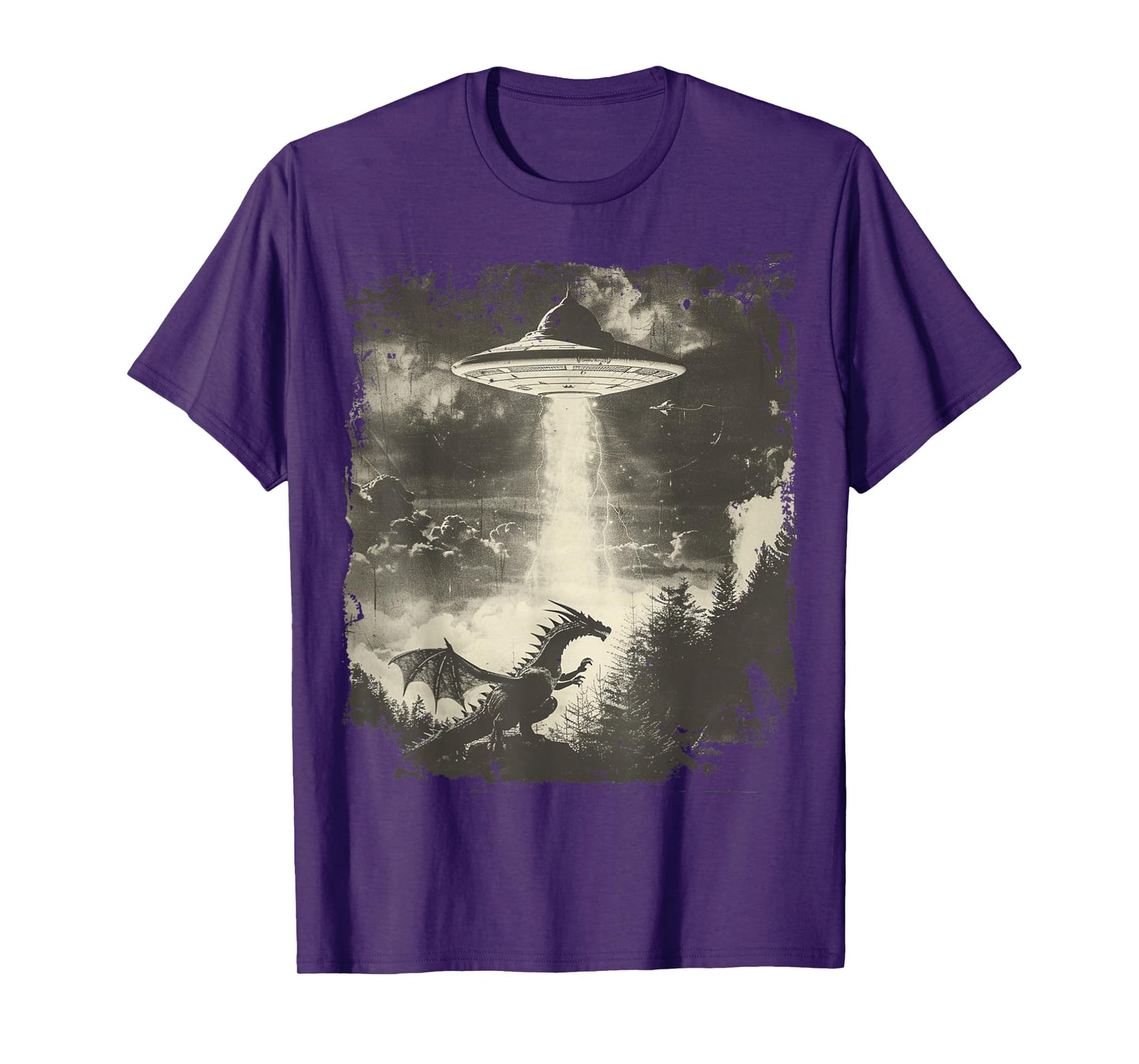 Fantasy Dragon Retro Art Sci-Fi Alien Ufo T-Shirt