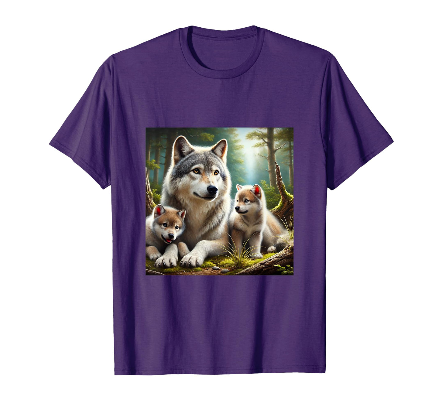 Wolf mother with two cubs realistic cute youthful T-Shirt