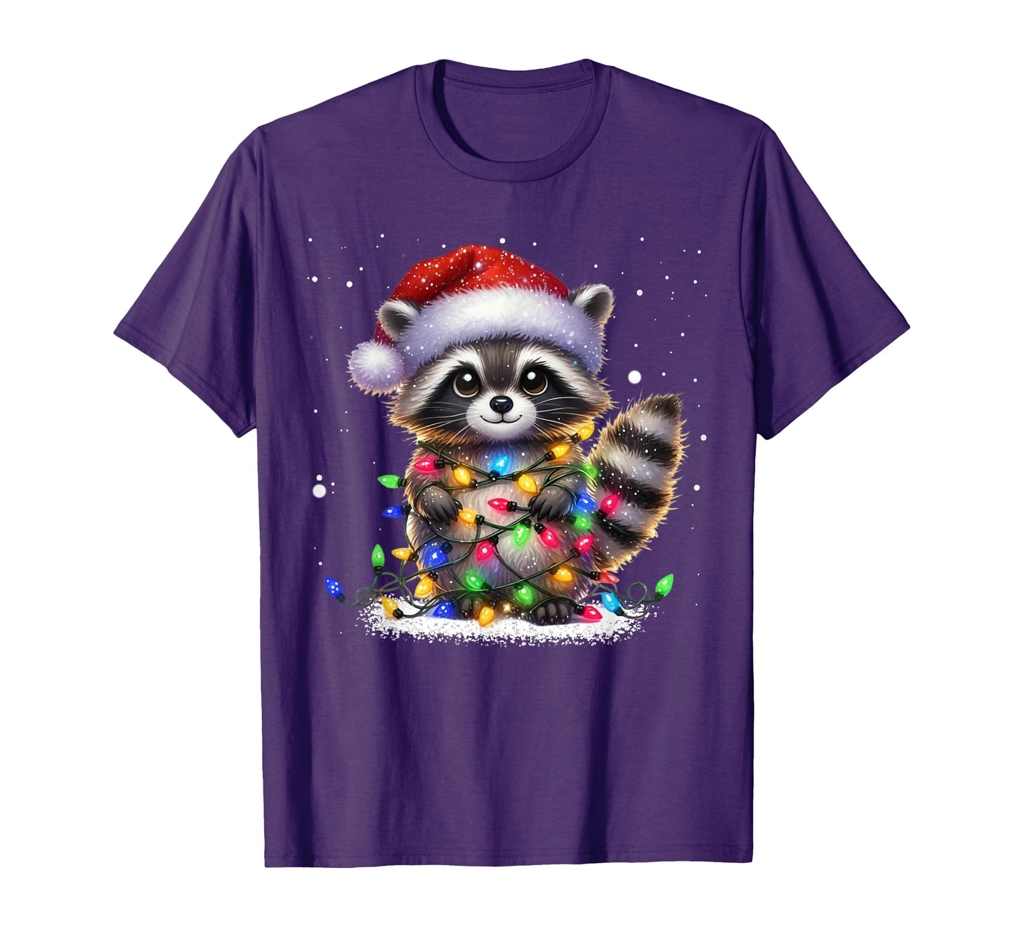 Christmas Racoon Funny Christmas Lights Raccoon Holiday T-Shirt