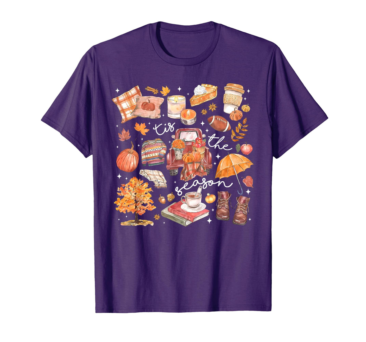 Tis The Season Pumpkin Autumn Fall Y'all Leaves Thanksgiving T-Shirt