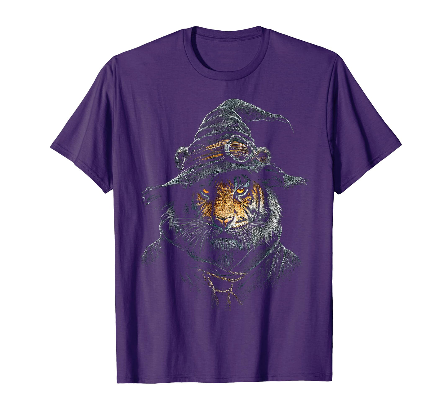 Halloween Witch Tiger Face Animal Print Motif Halloween T-Shirt