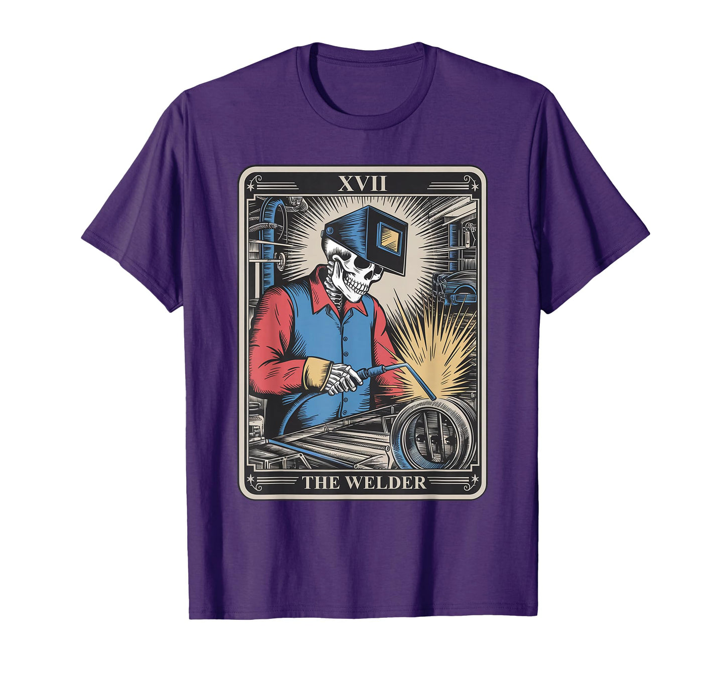 The Welder Welding Tarot Card Skeleton Funny Metal Worker T-Shirt
