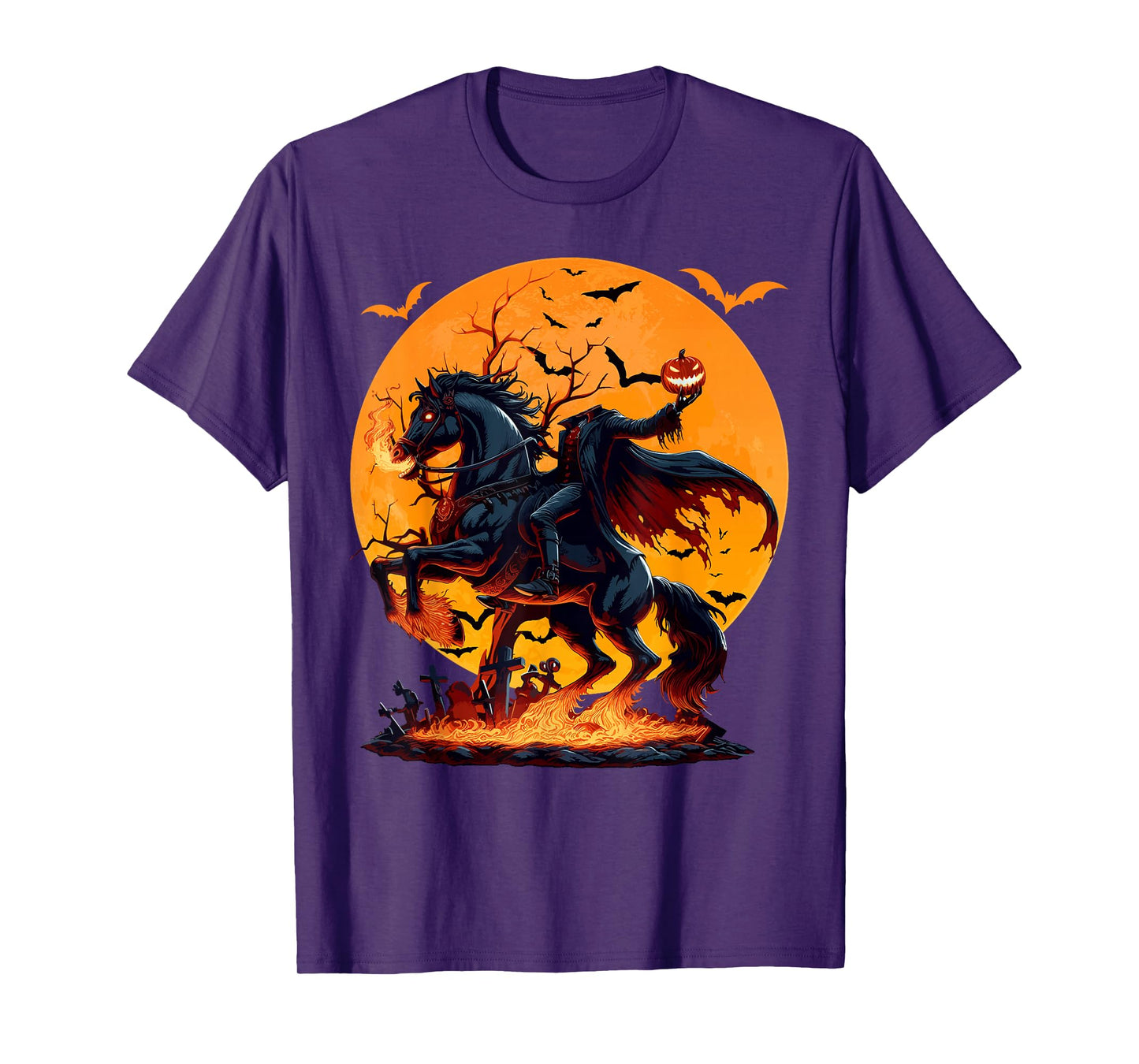 Headless Horse Rider & Pumpkin Happy Halloween Costume Day T-Shirt
