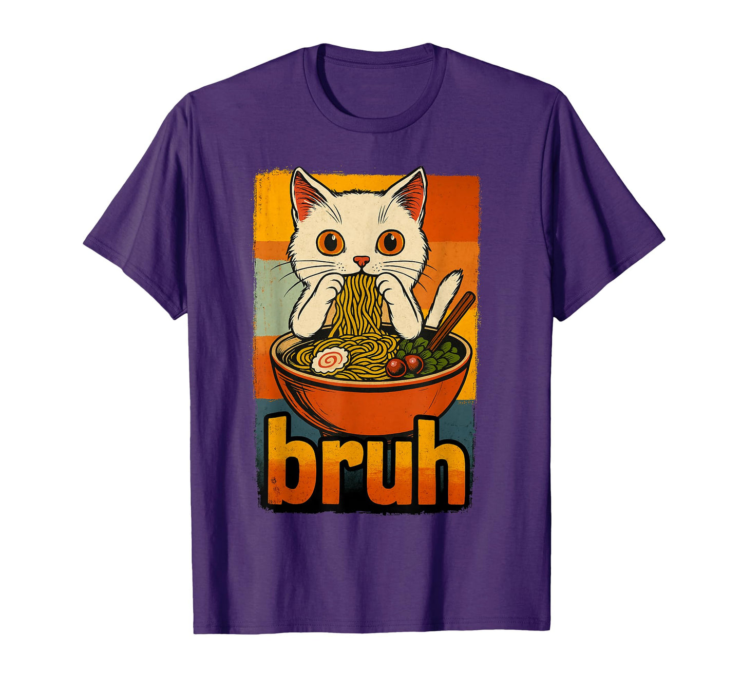 Funny Cat Eating Japanese Ramen Noodles Gifts Men Women Kid T-Shirt