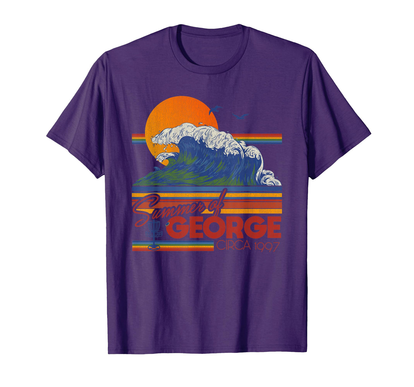 Vintage Retro The Summer Of George, Rainbow 90s Beach Wave T-Shirt
