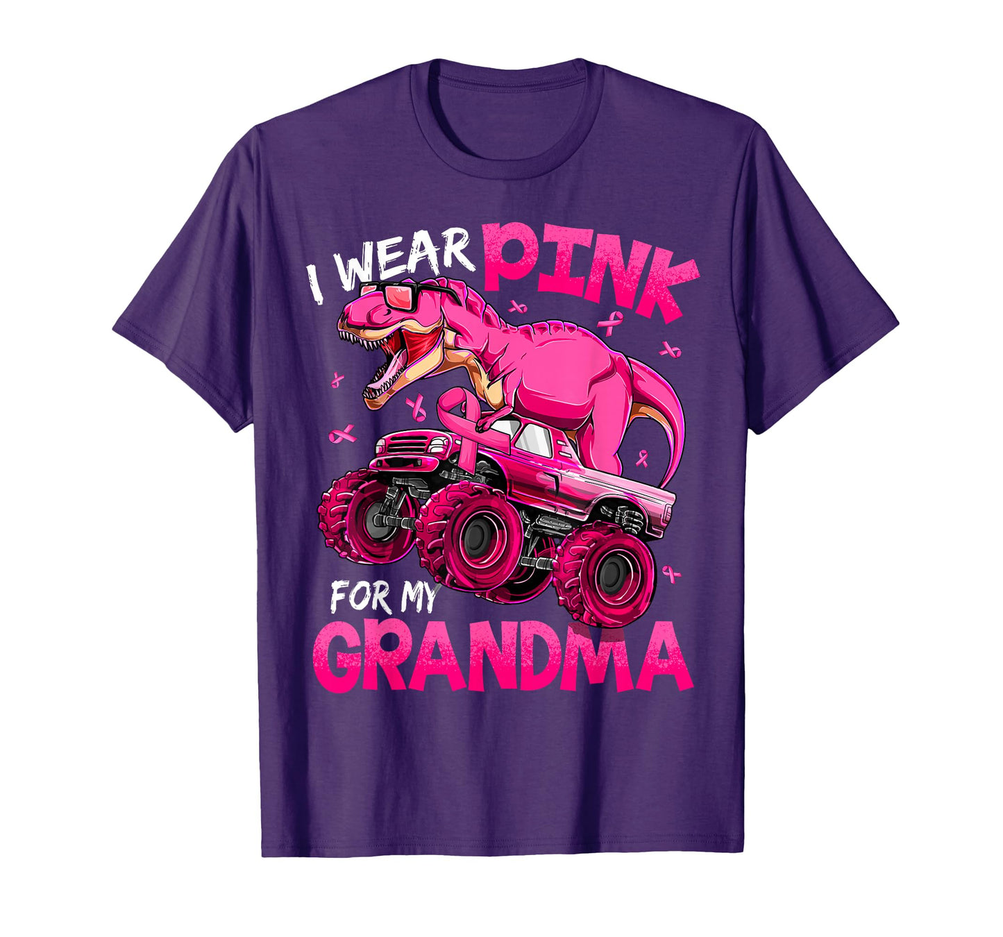 I Wear Pink For My Grandma Breast Cancer Awareness Dinosaur T-Shirt