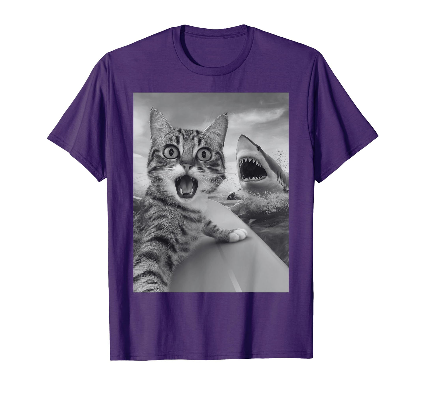 Funny Cat Selfie with Shark T-Shirt