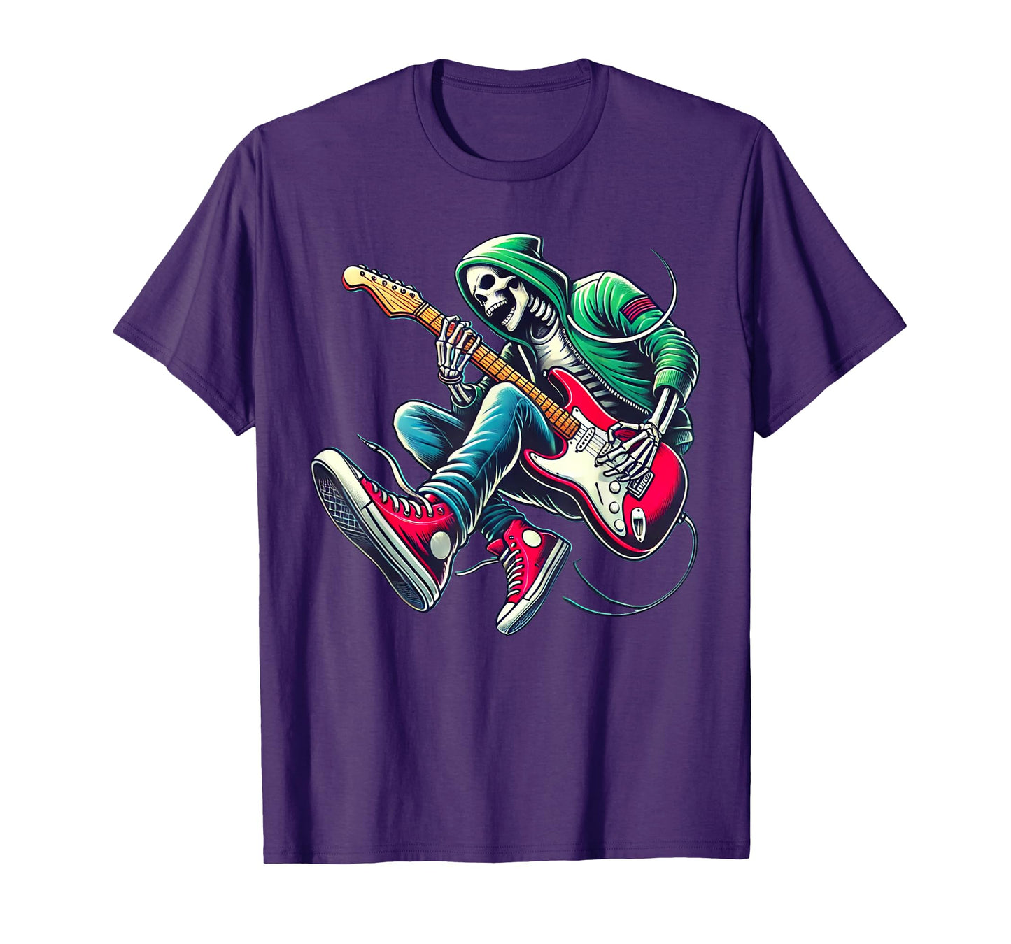 Skeleton Playing Guitar - Rock And Roll Graphic Band T-Shirt