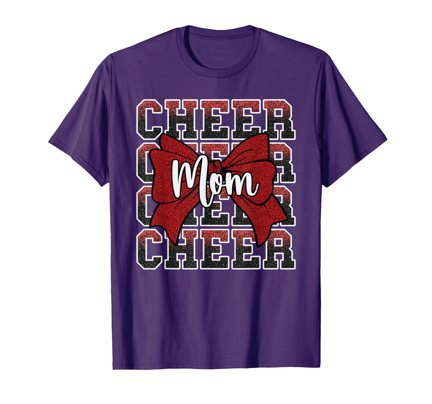 Cheer Mom Mama Bow Sport Cheerleader Cheerleading Red T-Shirt