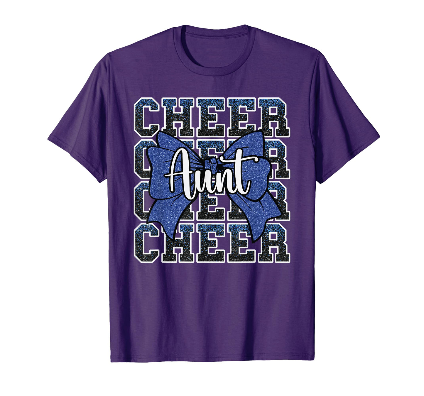 Cheer Aunt Auntie Bow Sport Cheerleader Cheerleading Blue T-Shirt