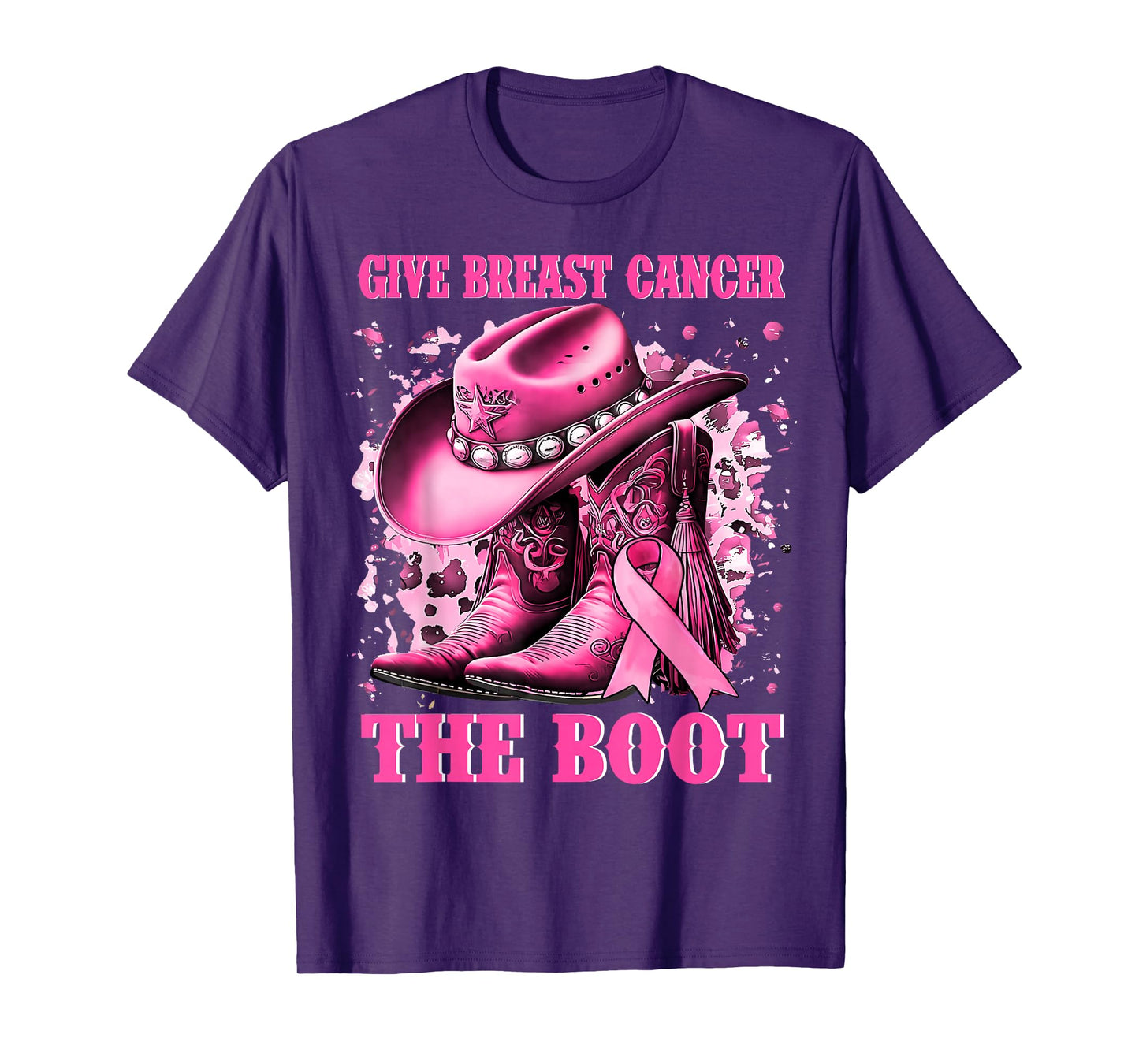 Cowgirl Western Give Breast Cancer The Boot Pink Ribbon T-Shirt