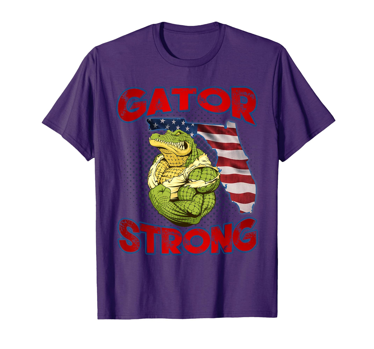 Gator Strong Florida State Gator American Flag Florida Map Women Kids Men T-Shirt