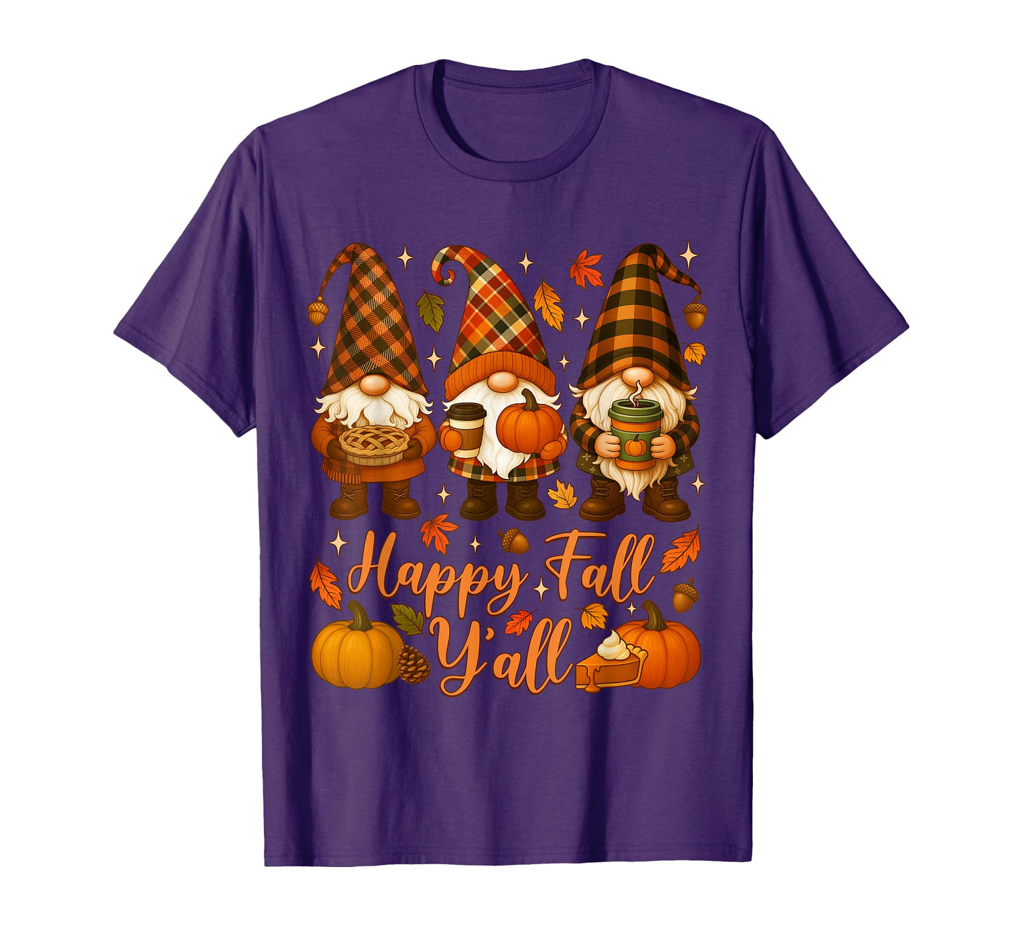 Happy Fall Y'all Gnome Pumpkin Autumn Thanksgiving Men Women T-Shirt
