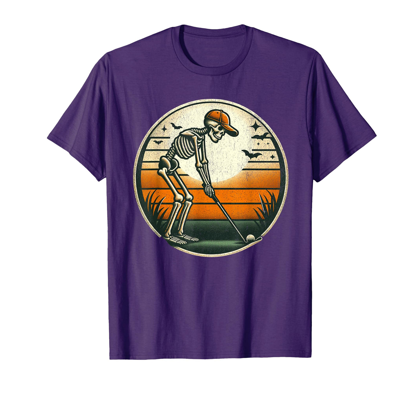 Skeleton Golf Halloween Golfer Golf Player Funny Men Dad T-Shirt