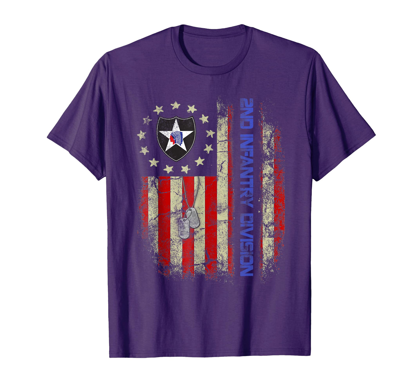 Vintage Flag 2nd Infantry Division Veteran Independence Day T-Shirt