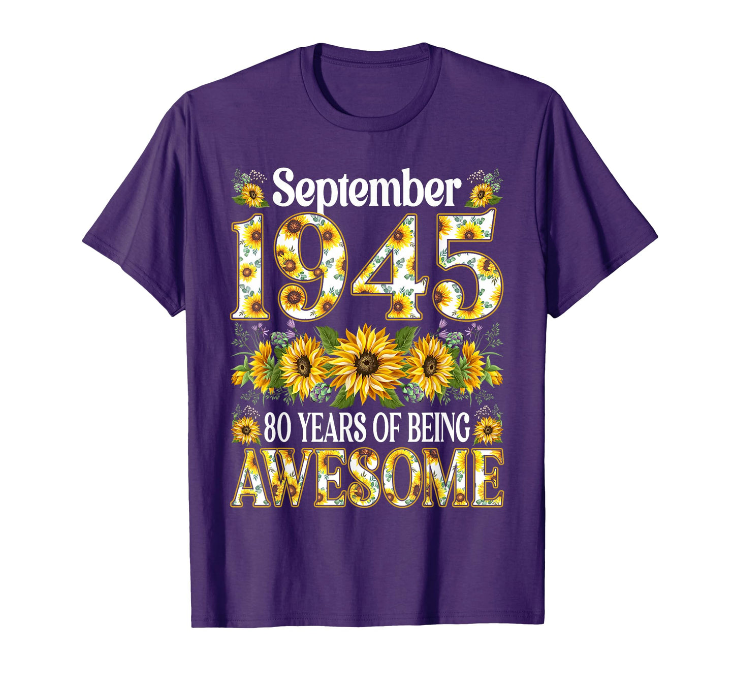 80 Year Old Floral September 1945 80th Birthday Gifts Women T-Shirt