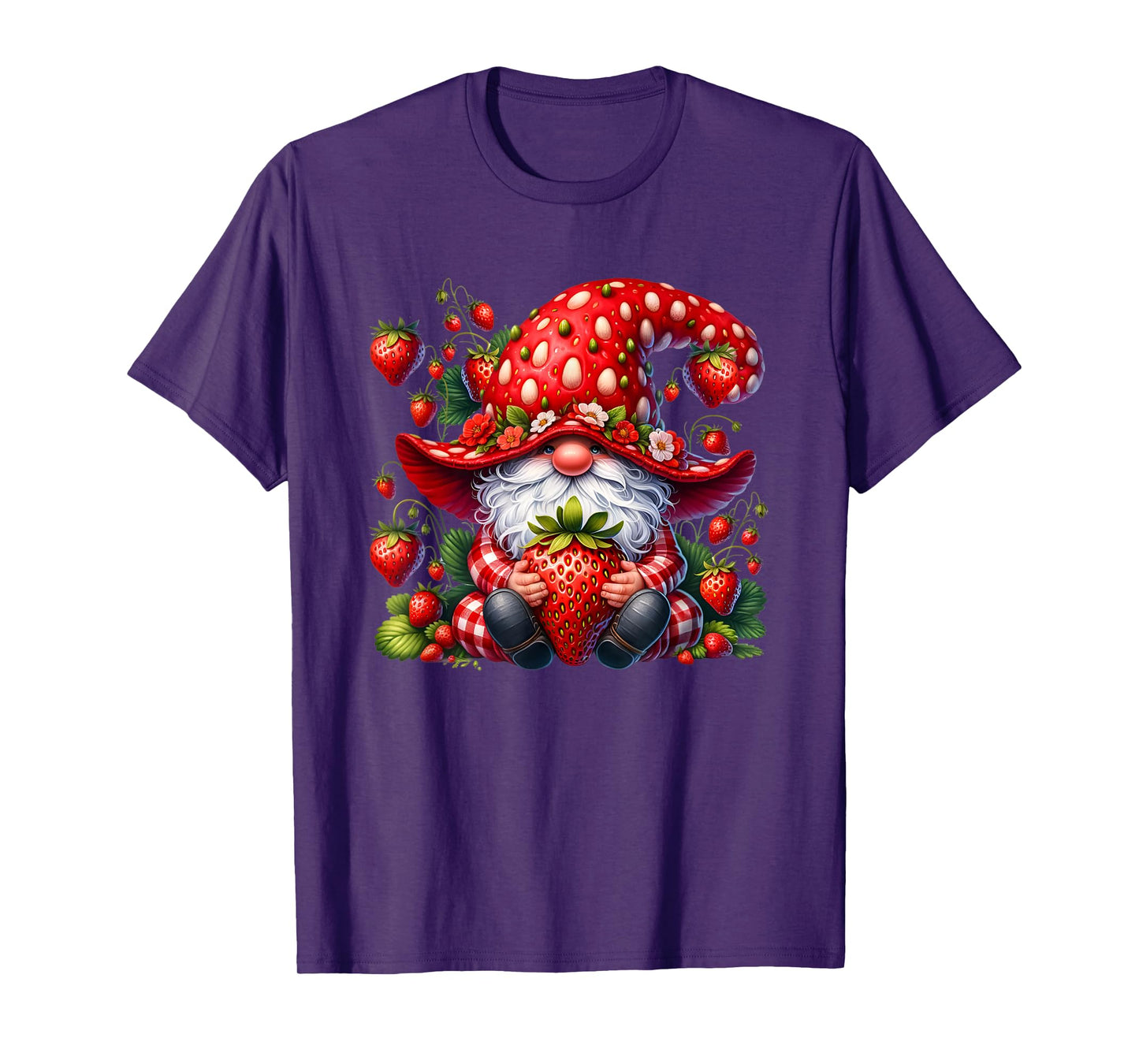Cute Summer Gnome Dad Graphic For Women And Men Strawberry T-Shirt