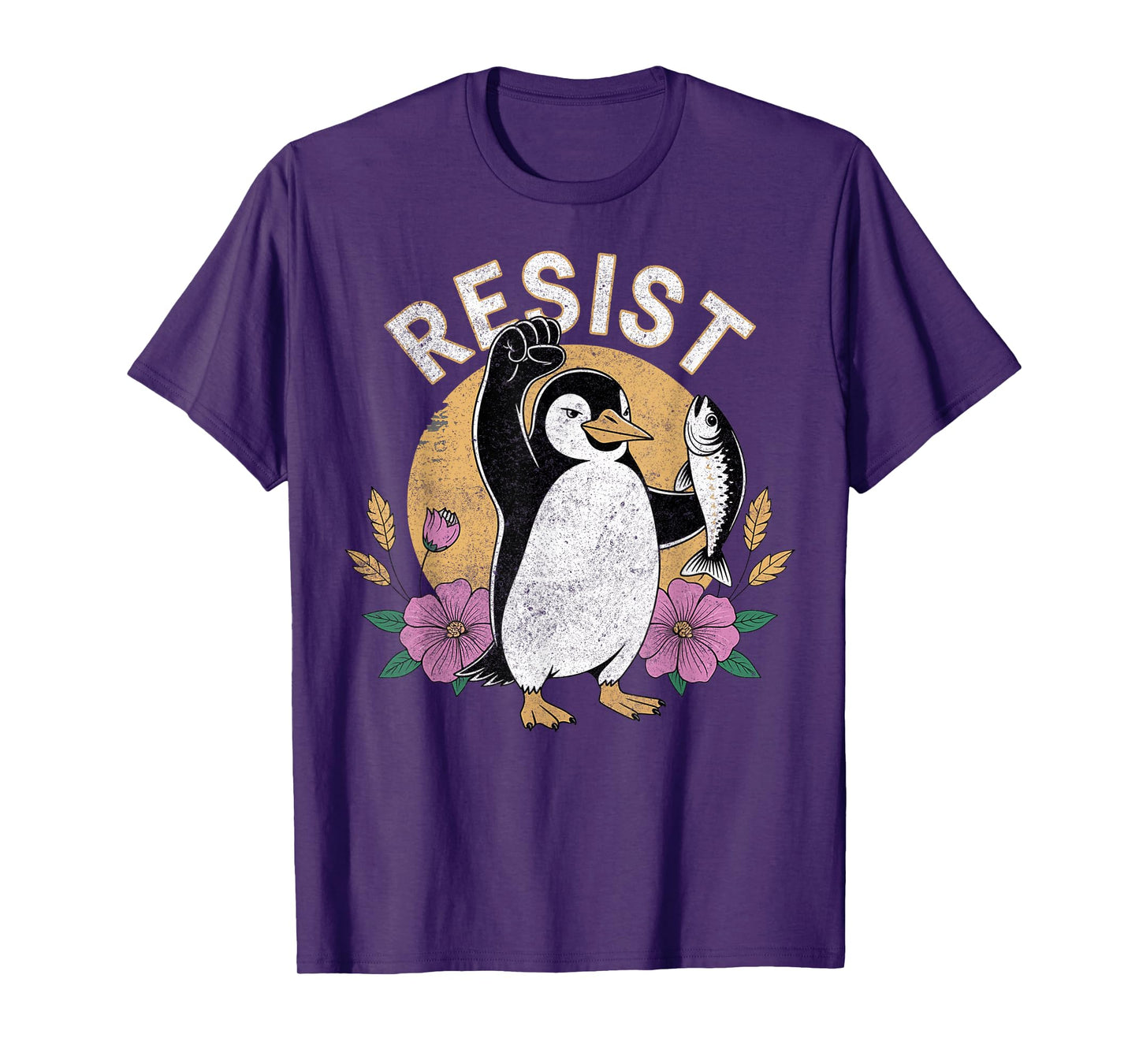 Floral Penguin Protest Activism Resist T-Shirt