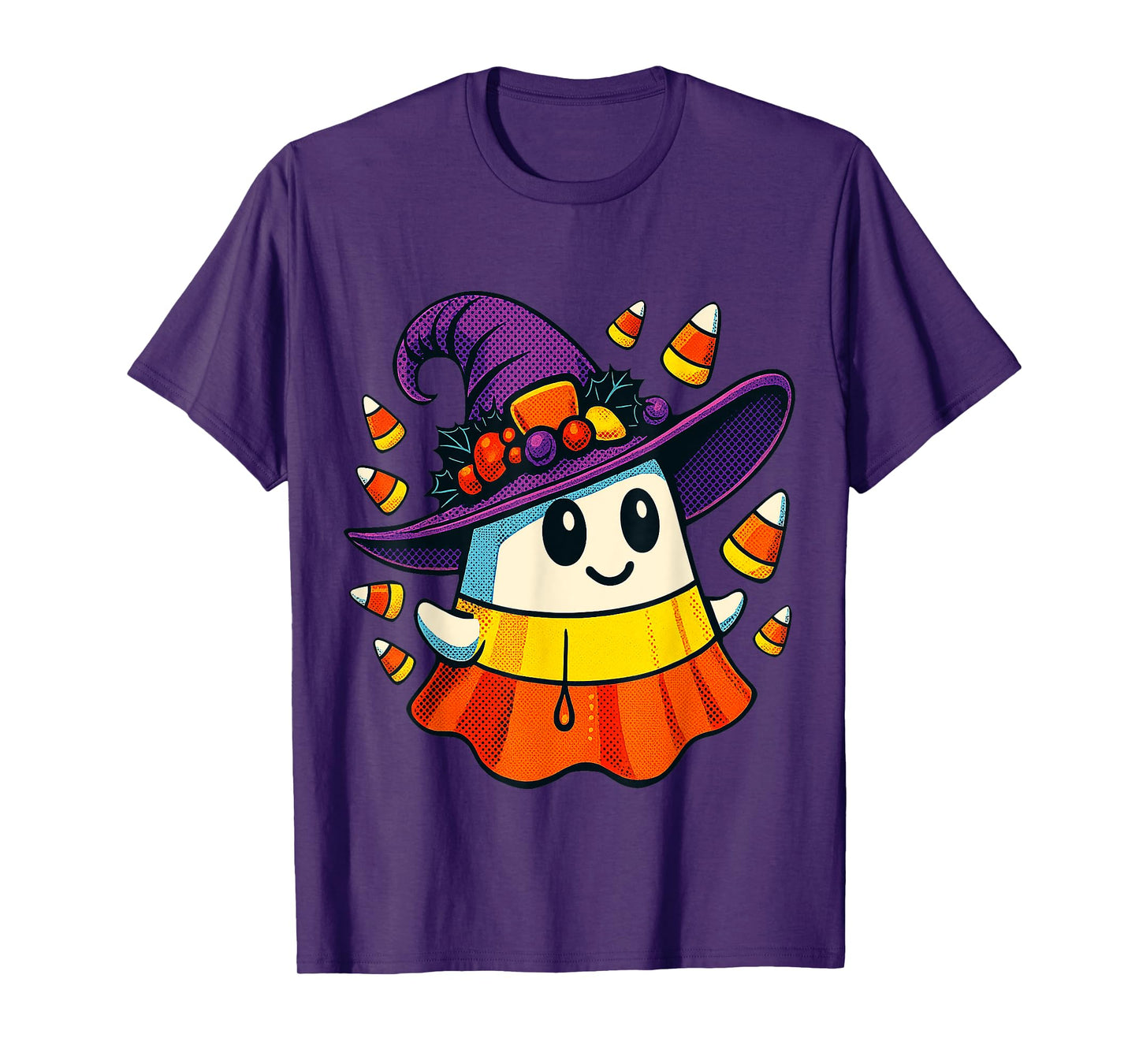 Halloween Ghost Candy Corn Witch Hat Trick Or Treat Kid Boy T-Shirt
