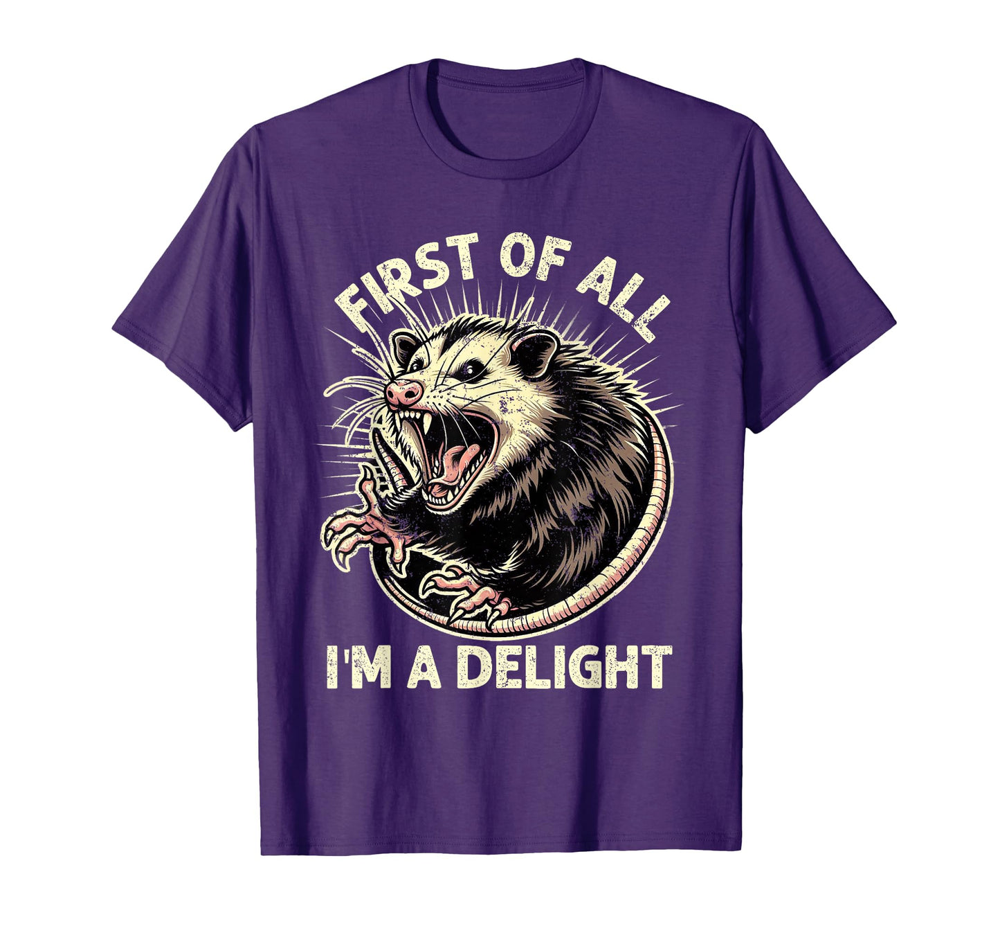 First Of All I'm A Delight Sarcastic Possum Angry Opossum T-Shirt