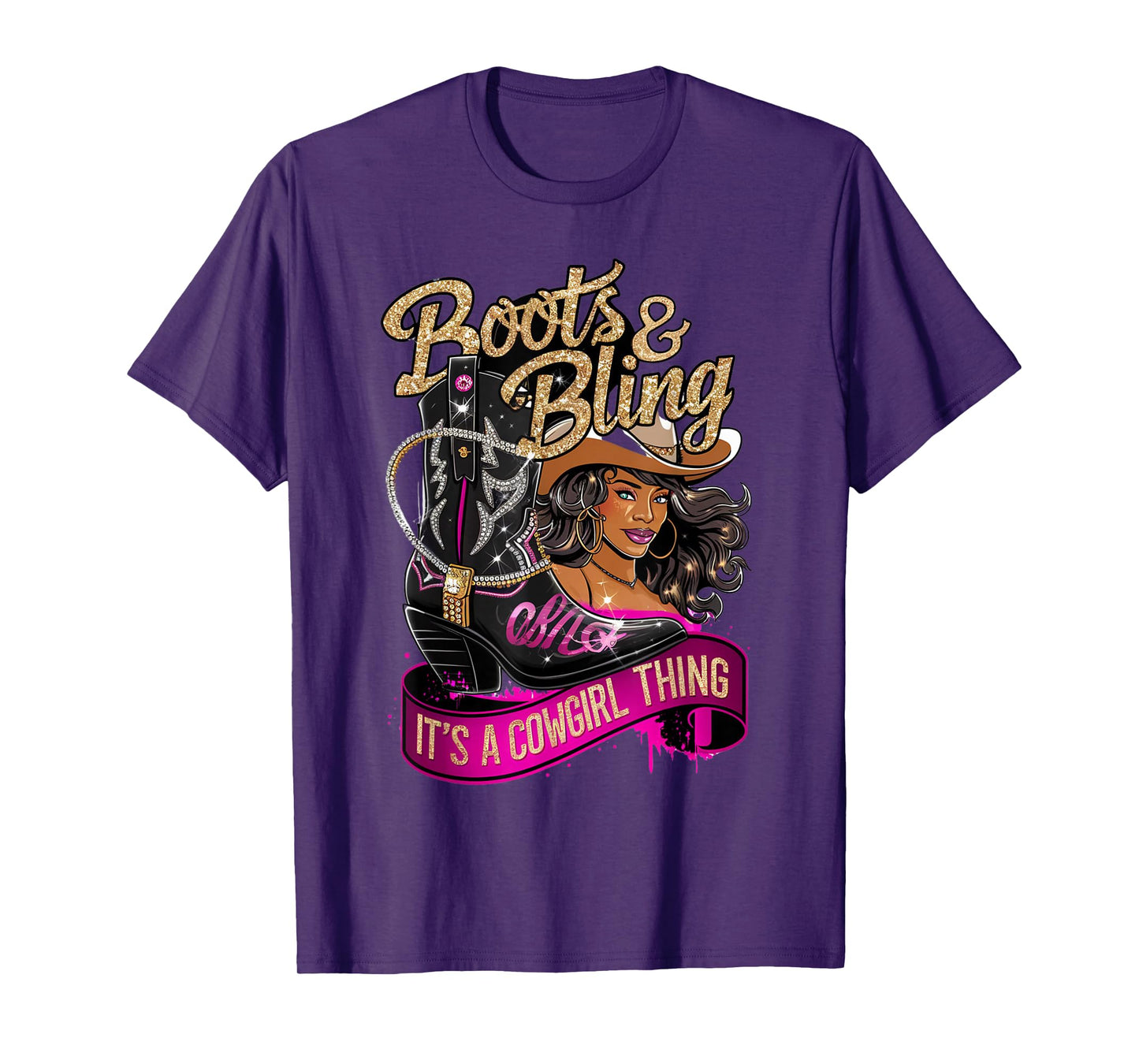 Boots And Bling It's A Cowgirl Thing Rodeo Melanin T-Shirt