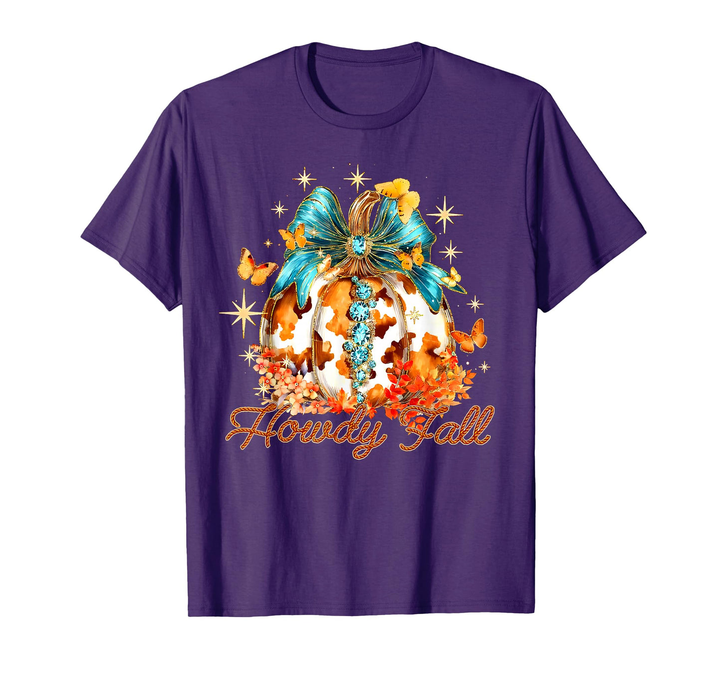 Howdy Fall Western Pumpkin Season Autumn Leaves Thanksgiving T-Shirt